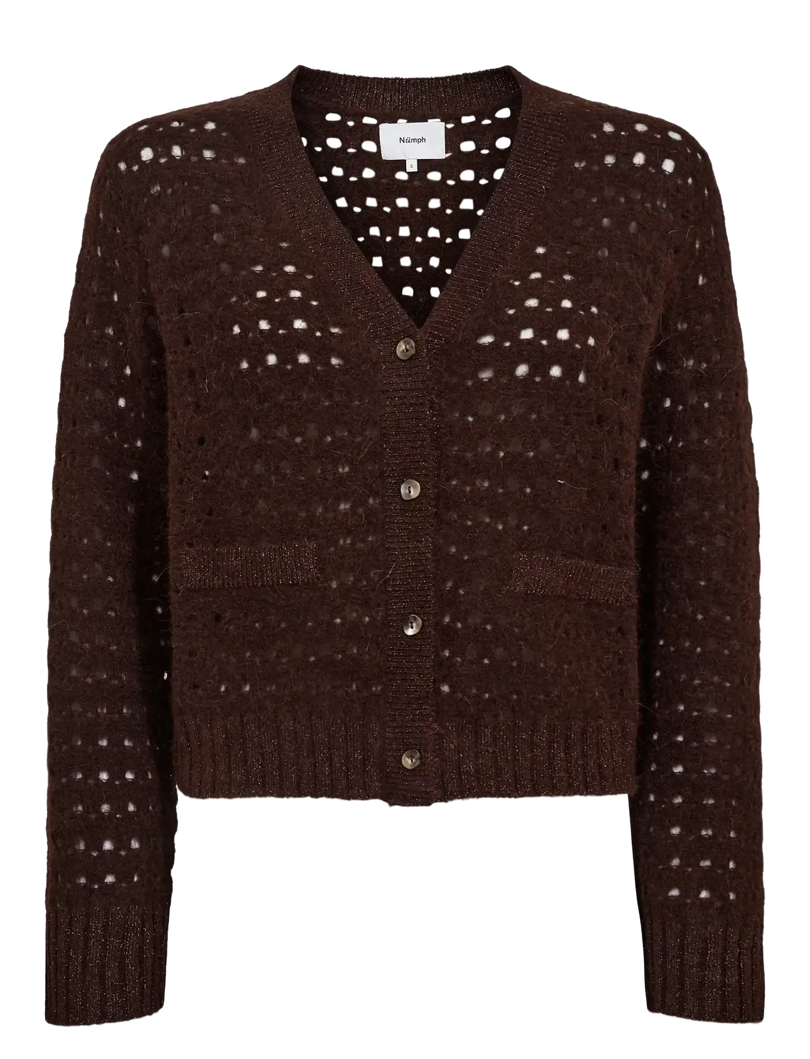 NÜMPH Nuriette Dot Pointelle Cardigan Braun - L - Damen