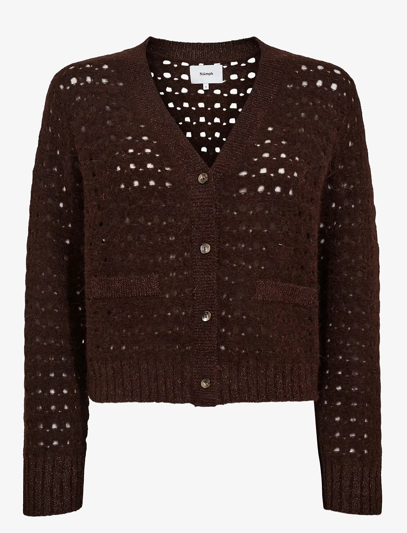 Nümph - NURIETTE DOT POINTELLE CARDIGAN - cardigans - black coffee - 0