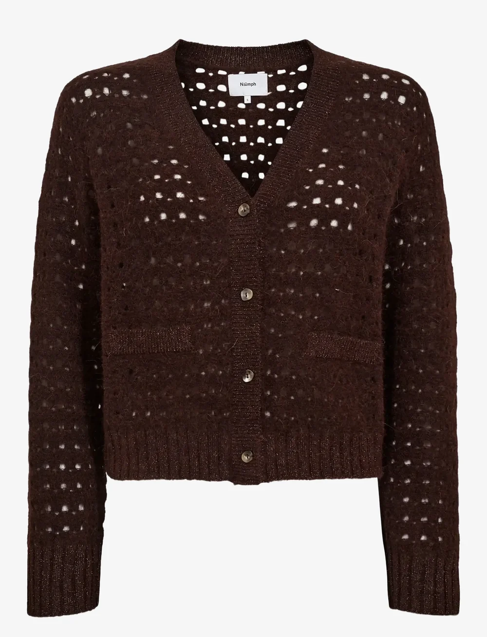 Nümph - NURIETTE DOT POINTELLE CARDIGAN - koftor - black coffee - 0