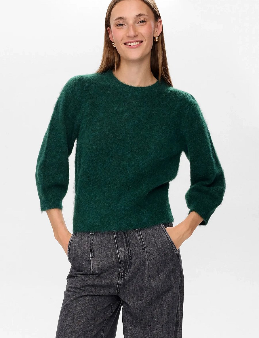 Nümph - NUSURI BRUSHED SS PULLOVER - striktrøjer - rain forest - 0