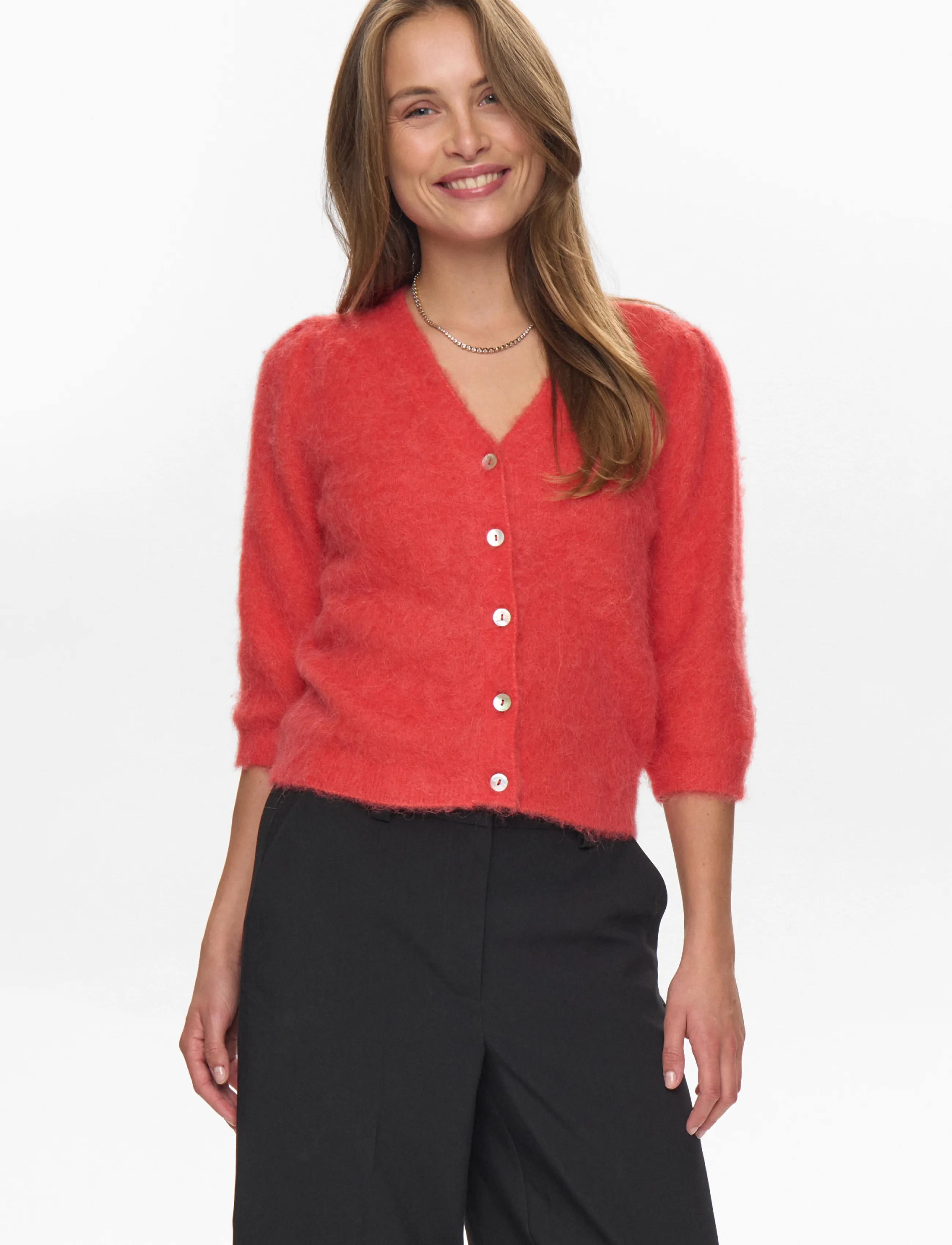 Nümph - NUSURI BRUSHED SS CARDIGAN - strickjacken - fiery red - 3