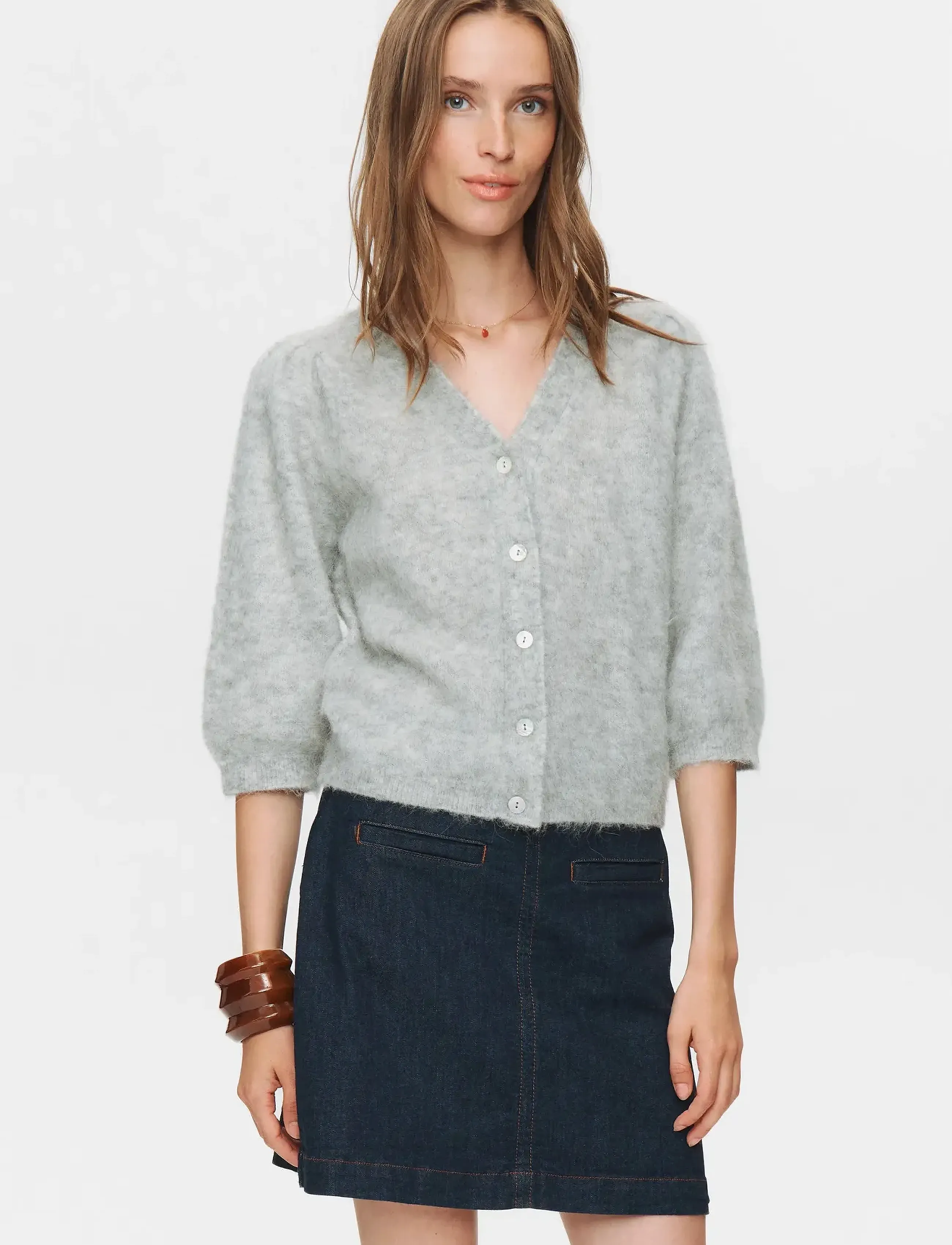 Nümph - NUSURI BRUSHED SS CARDIGAN - cardigans - light grey mel - 3
