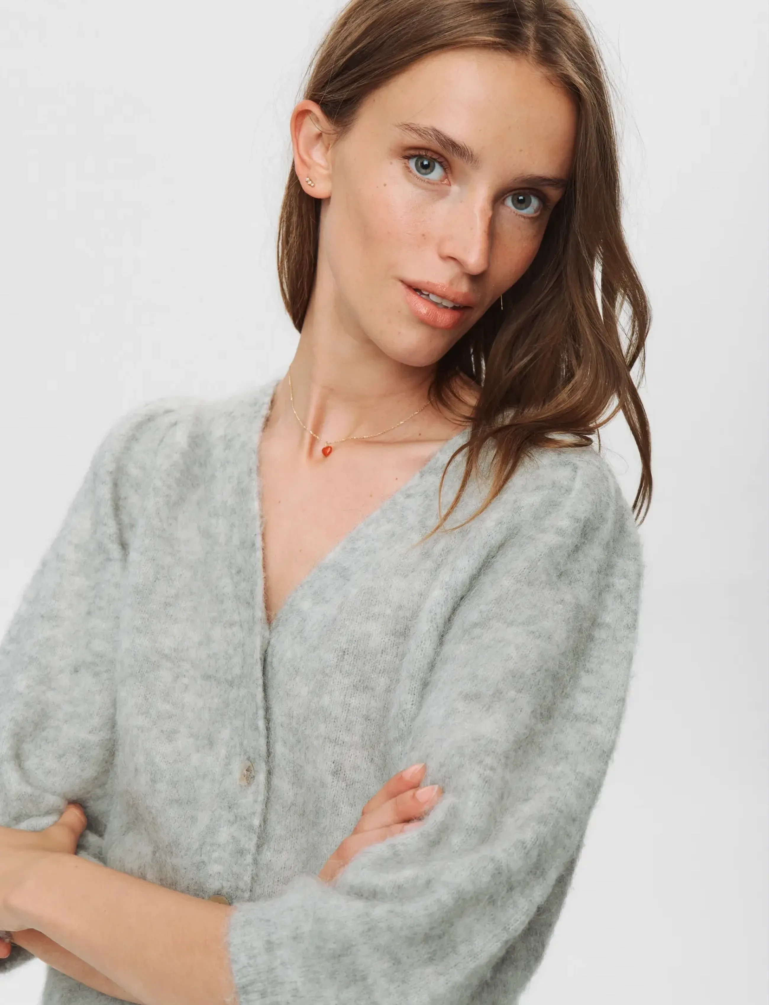 Nümph NUSURI BRUSHED SS CARDIGAN - For her - LIGHT GREY MEL / grey