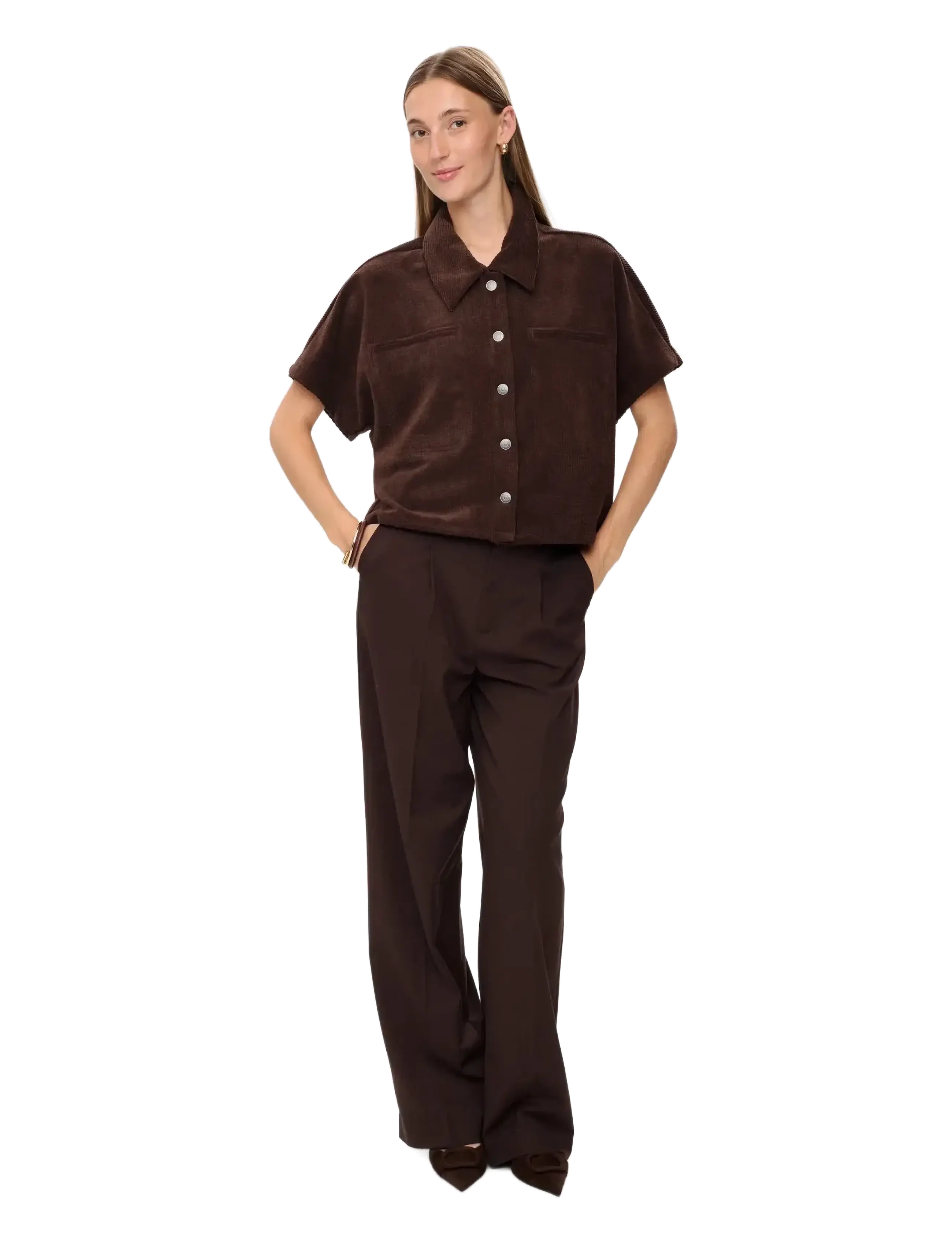 Nümph - NUTHEA SHIRT - kortærmede skjorter - black coffee - 2