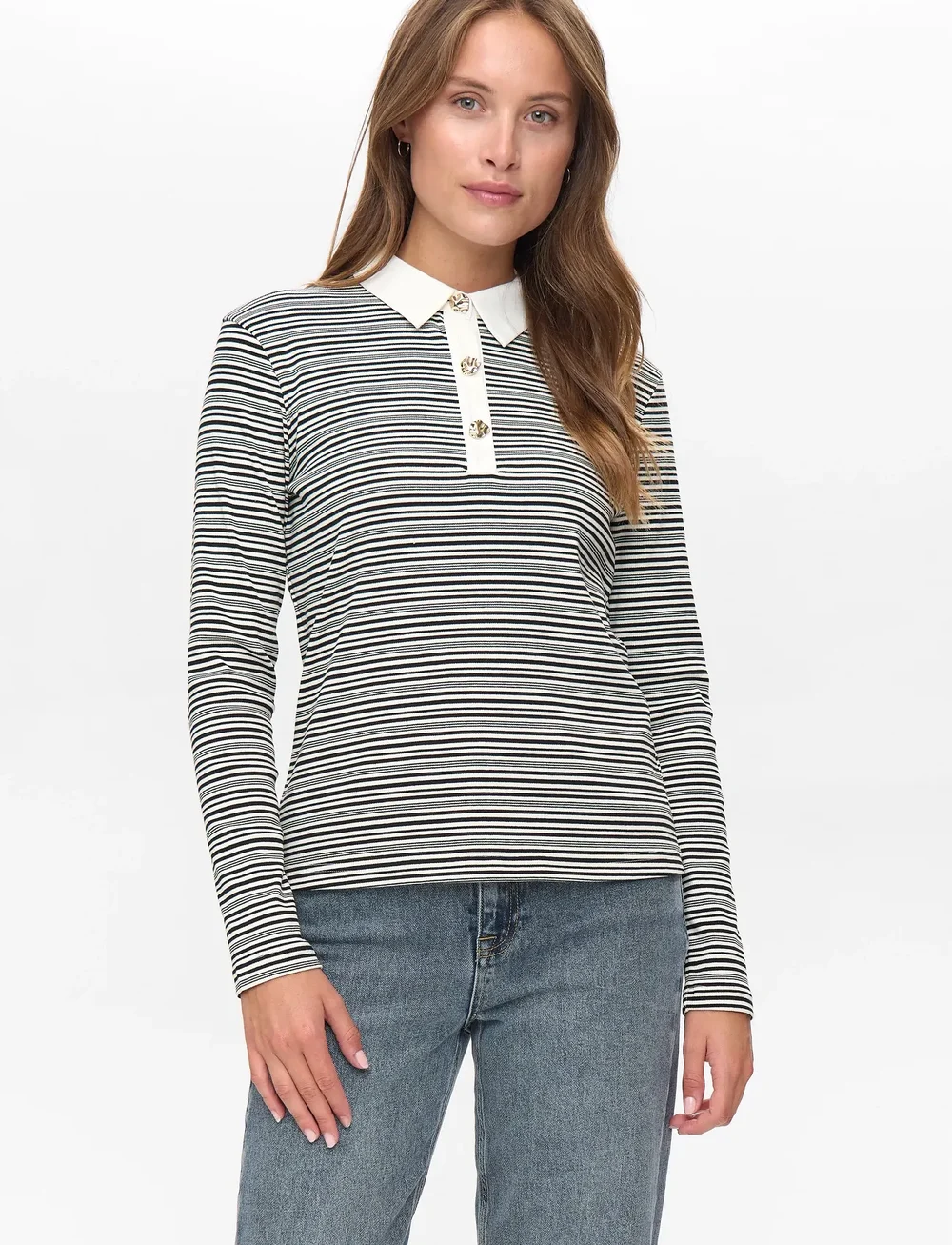 Nümph - NUSEMMA LS POLO - long-sleeved tops - caviar - 0