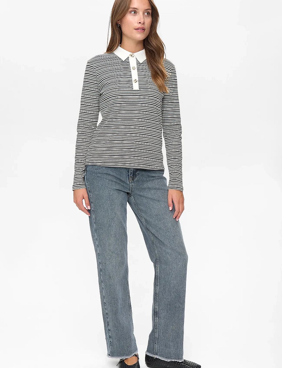 Nümph - NUSEMMA LS POLO - langärmlige tops - caviar - 4