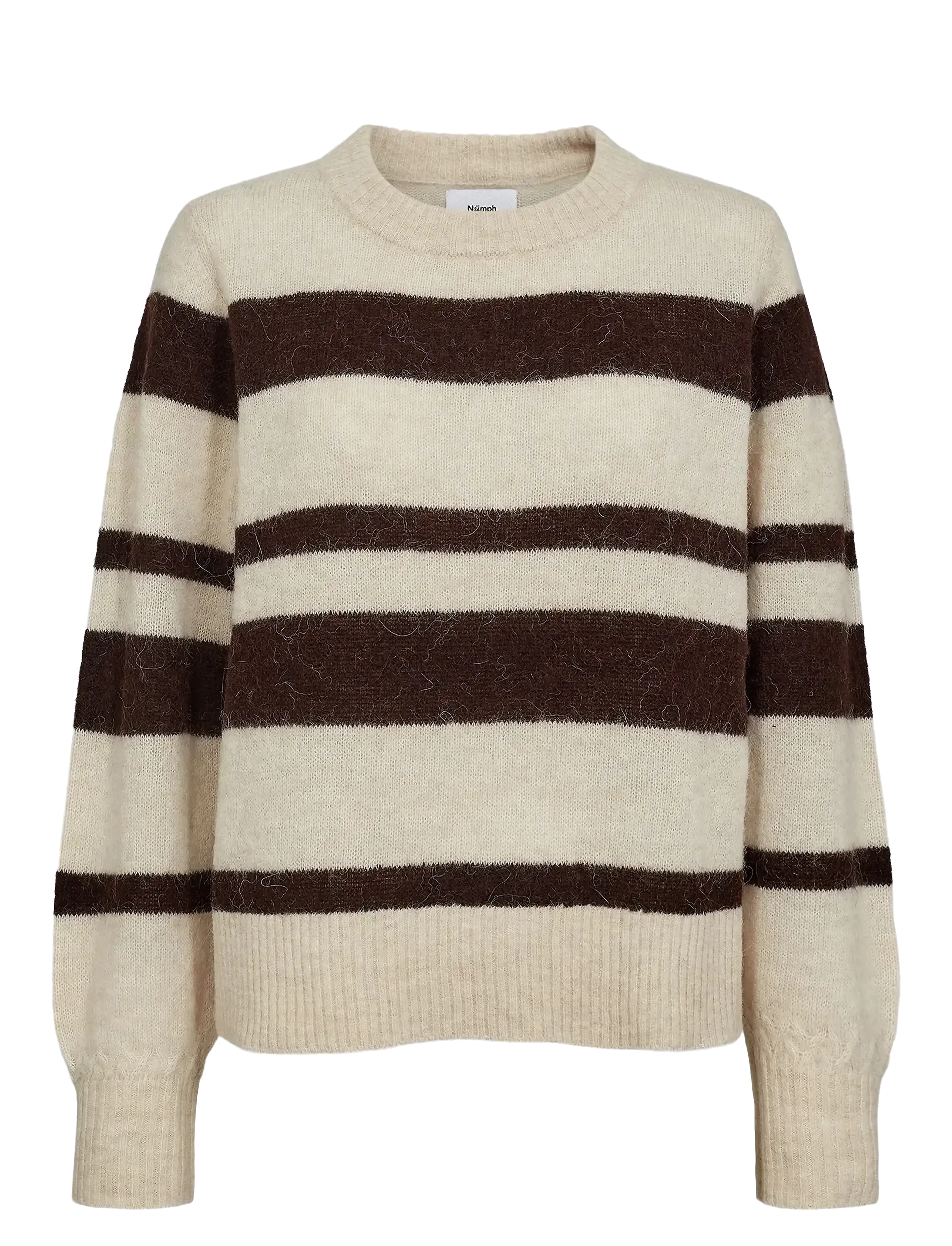 NÜMPH Nuriette Wide Stripe Pullover Beige - M/L - Damen