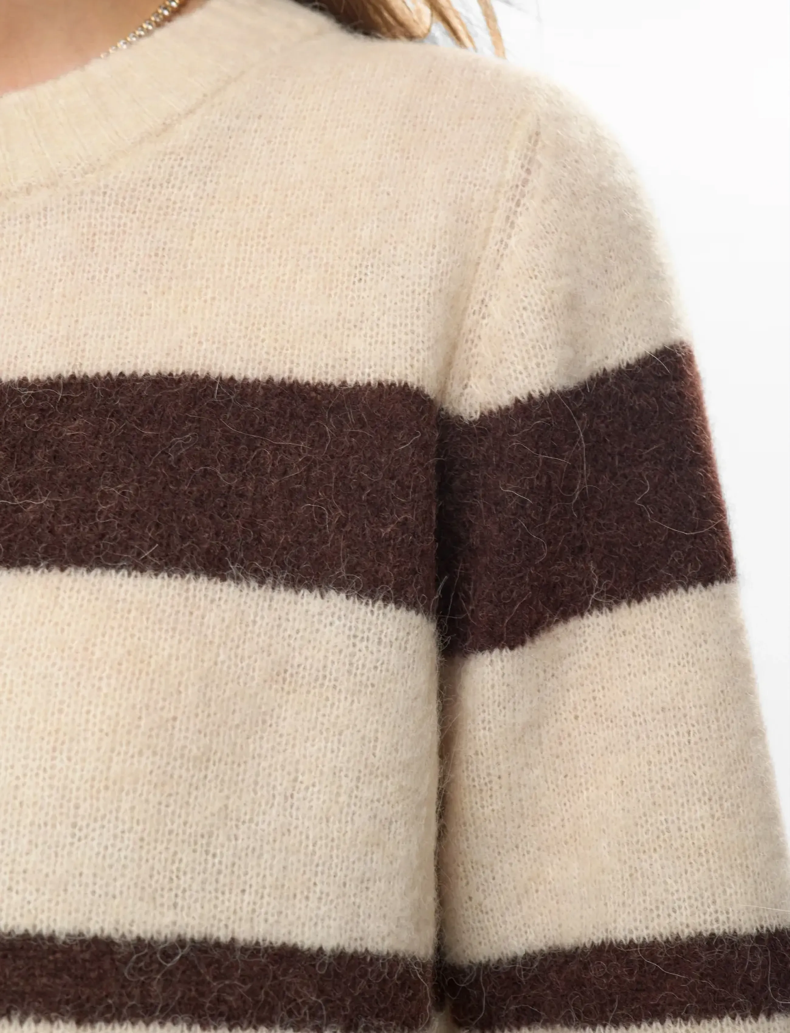 Nümph - NURIETTE WIDE STRIPE PULLOVER - gebreide truien - black coffee - 2