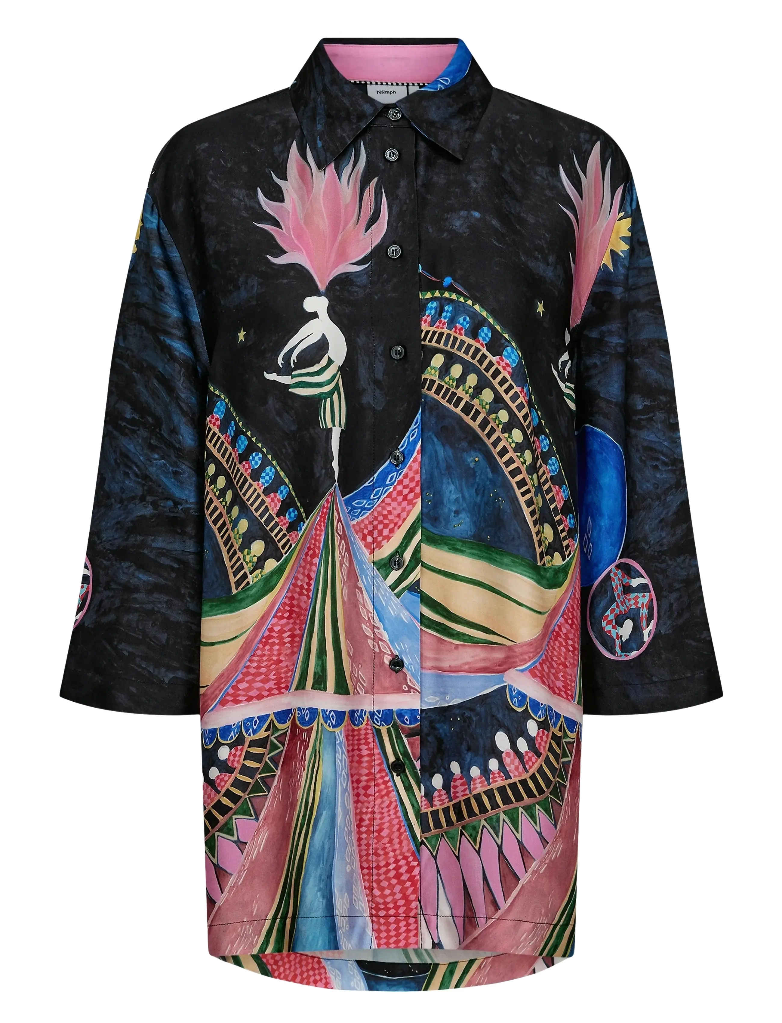 Nümph NUSTARLA SHIRT - Pluusid ja särgid - OBSIDIAN / multi