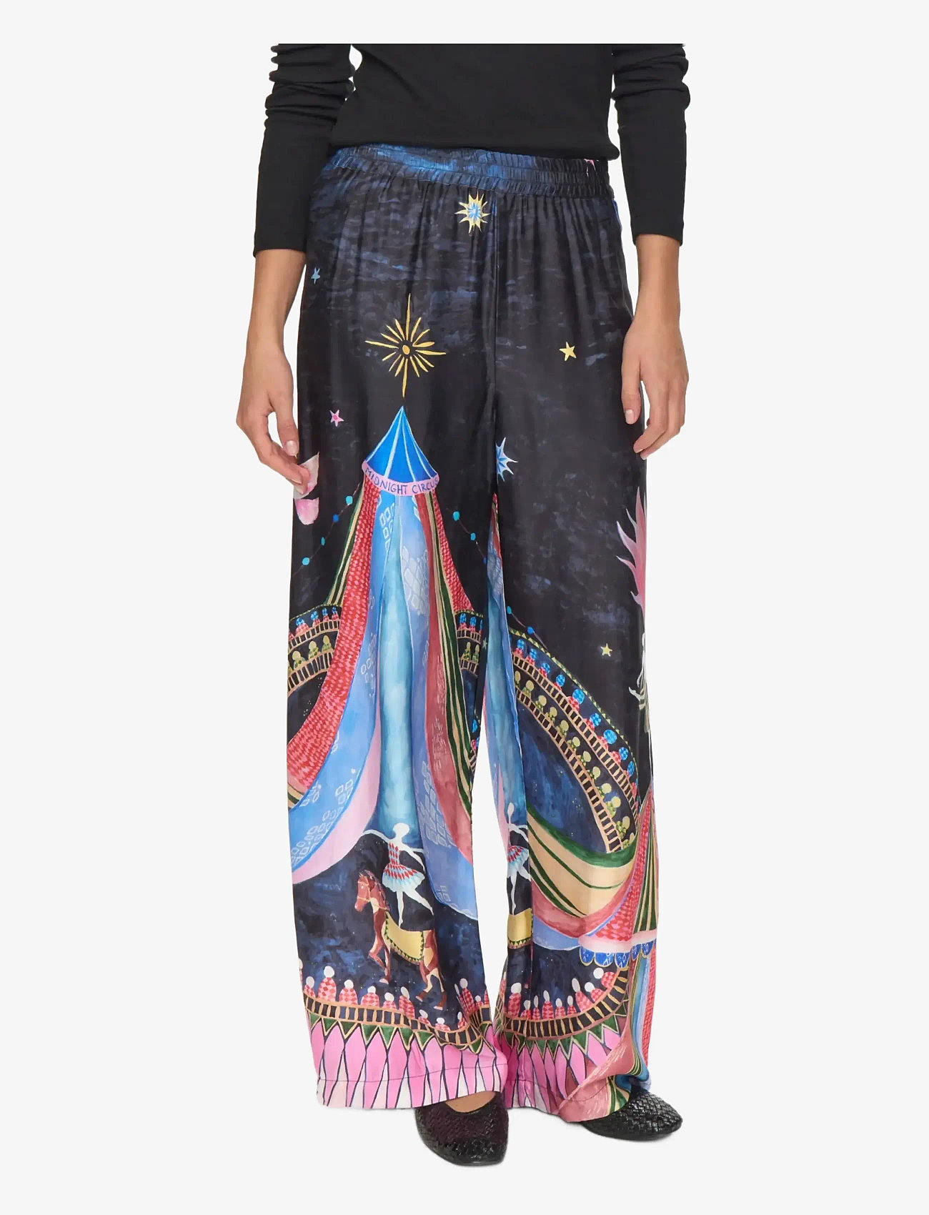 Nümph - NUSTARLA PANTS - laia säärega püksid - obsidian - 0