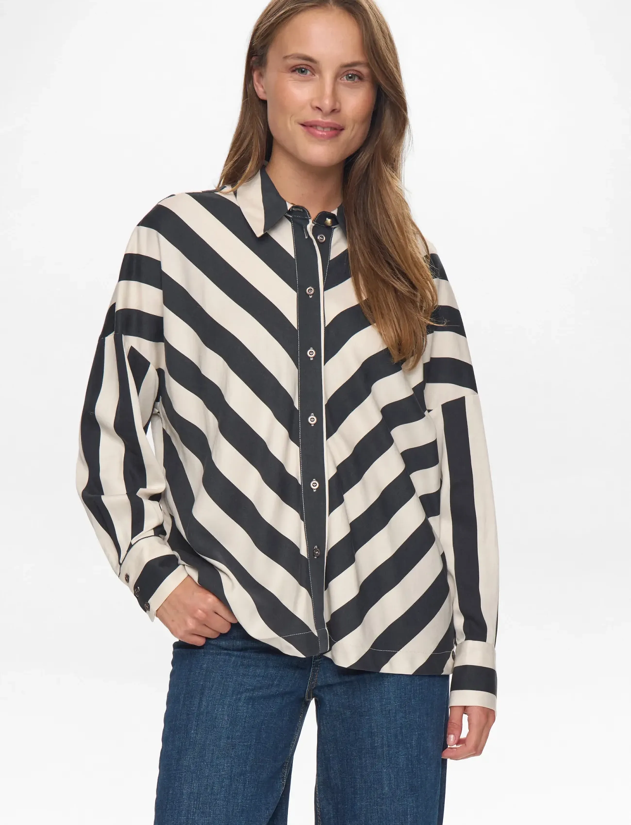Nümph NUMINZU STRIPE SHIRT - Pluusid ja särgid - CAVIAR / multi
