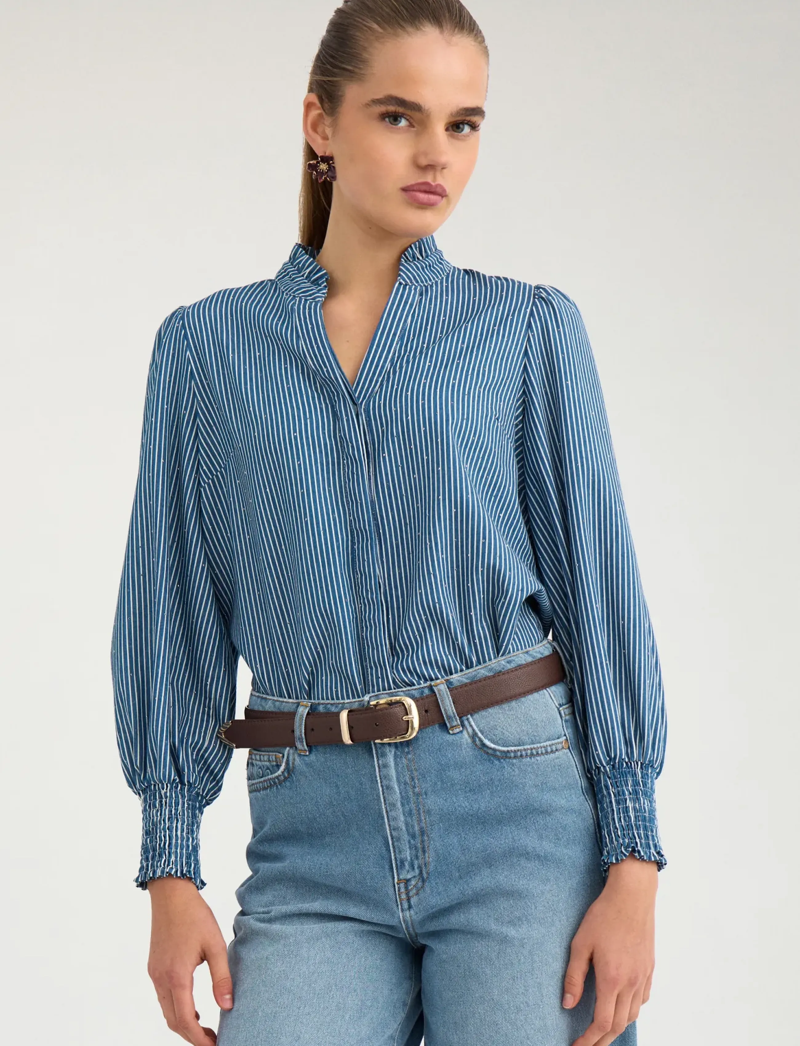 Nümph - NUEMILIE SHIRT - long-sleeved shirts - medium blue denim - 4