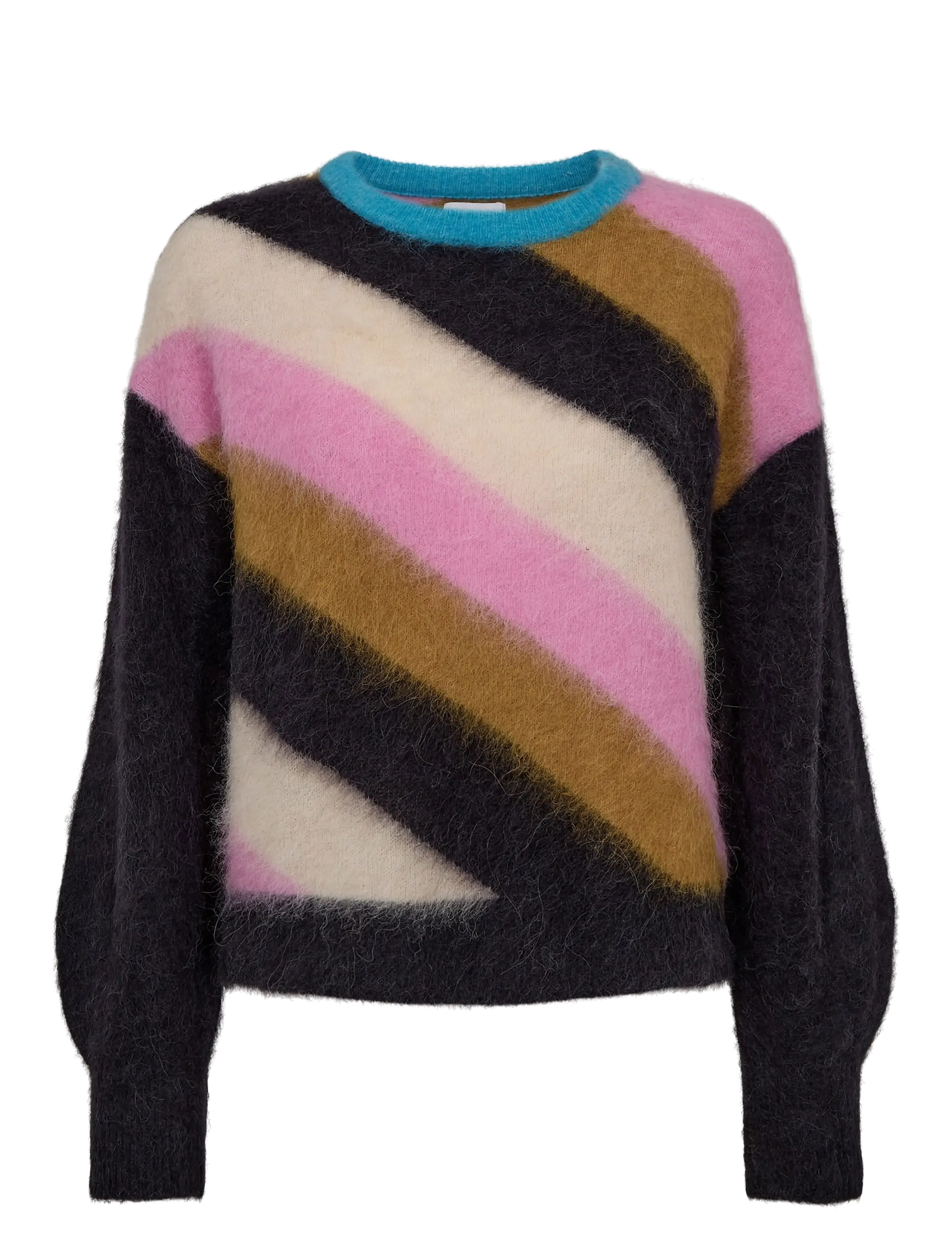 Nümph NUSURI MULTI STRIPE PULLOVER - Strik - OBSIDIAN / black