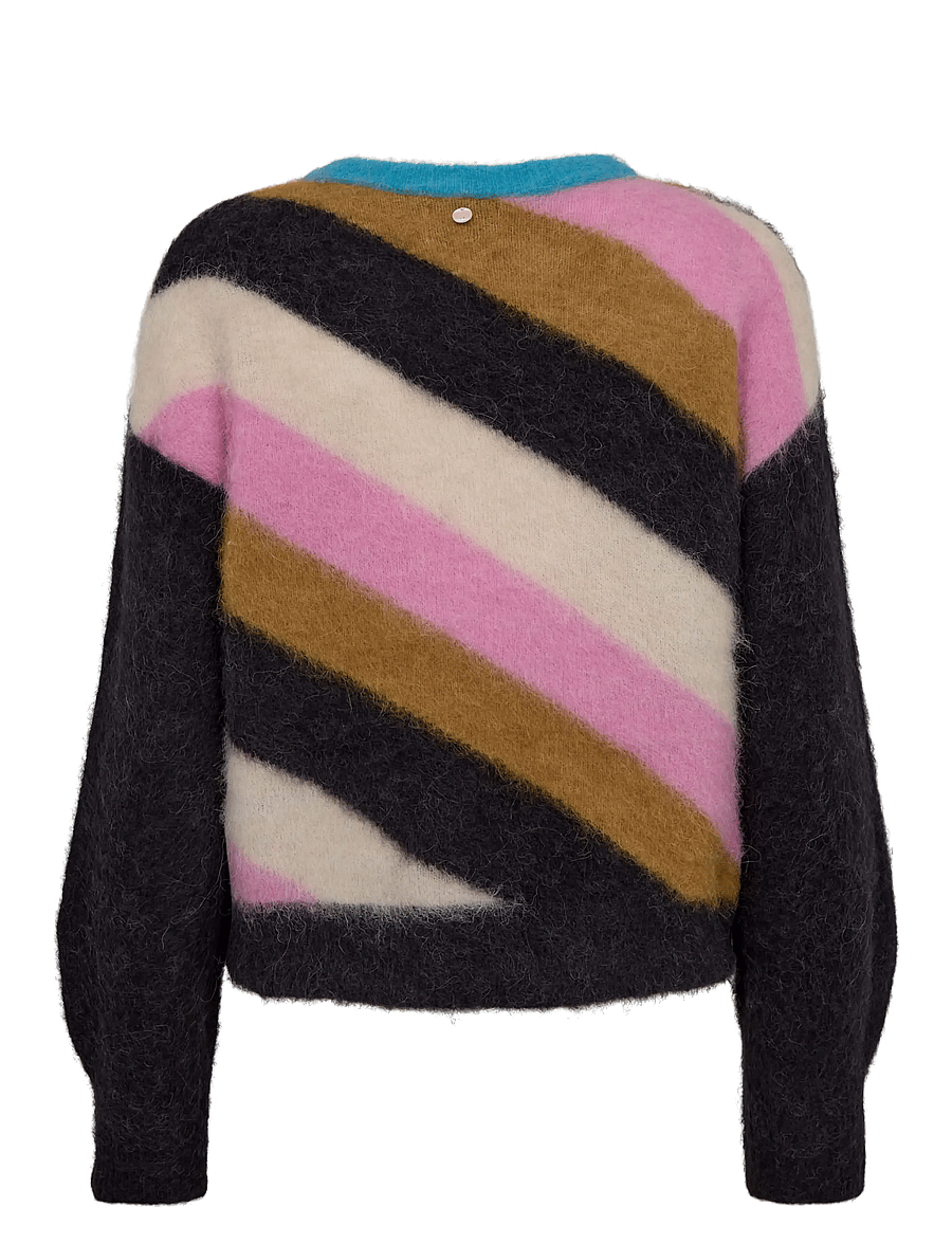 Nümph - NUSURI MULTI STRIPE PULLOVER - stickade tröjor - obsidian - 2