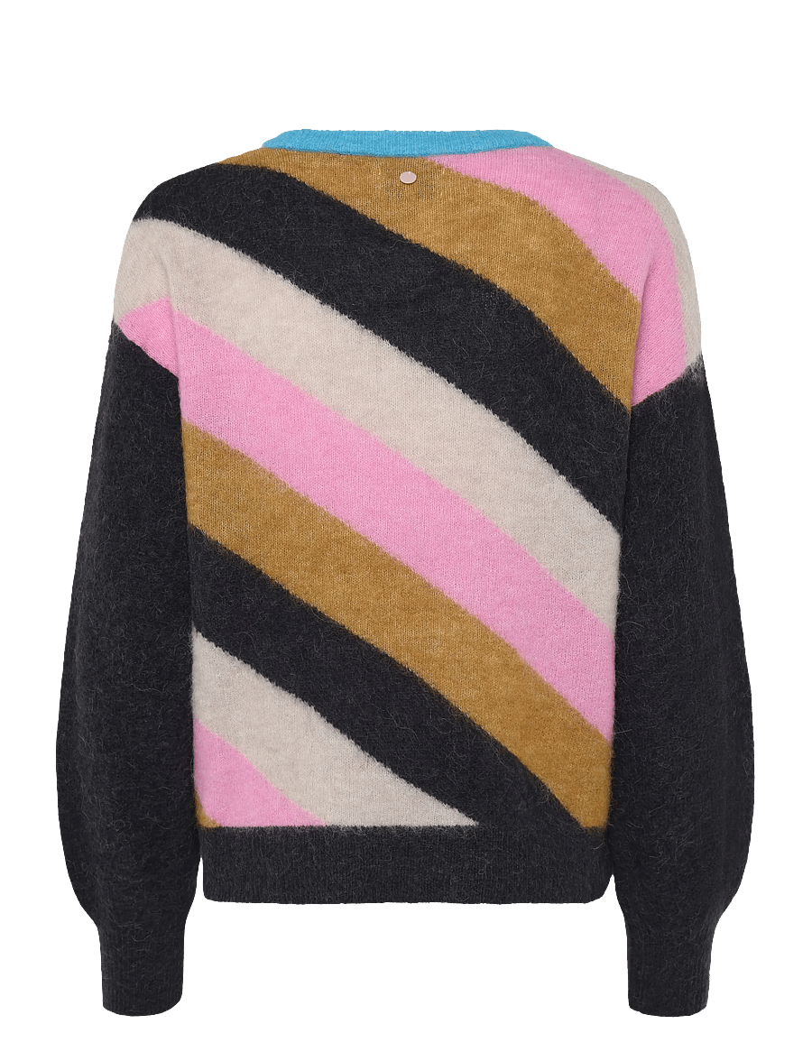 Nümph - NUSURI MULTI STRIPE PULLOVER - striktrøjer - obsidian - 2