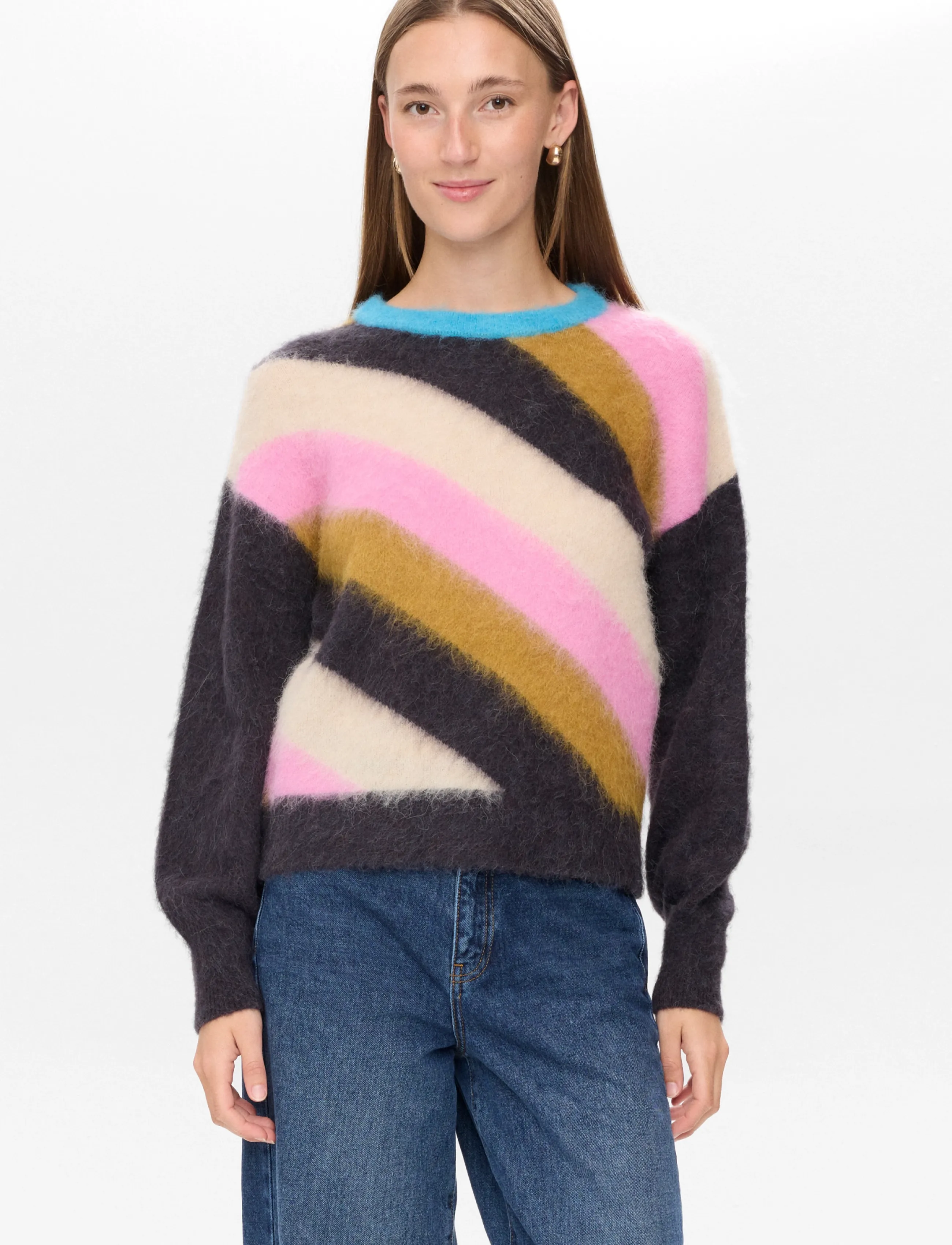 Nümph - NUSURI MULTI STRIPE PULLOVER - striktrøjer - obsidian - 3