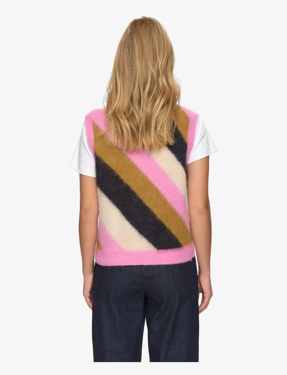 Nümph - NUSURI MULTI STRIPE VEST - stickade västar - obsidian - 1