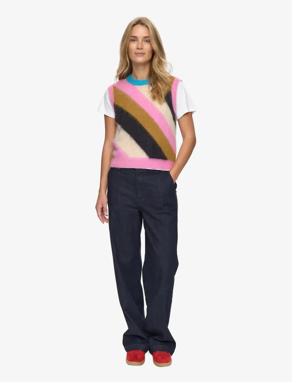 Nümph - NUSURI MULTI STRIPE VEST - stickade västar - obsidian - 2