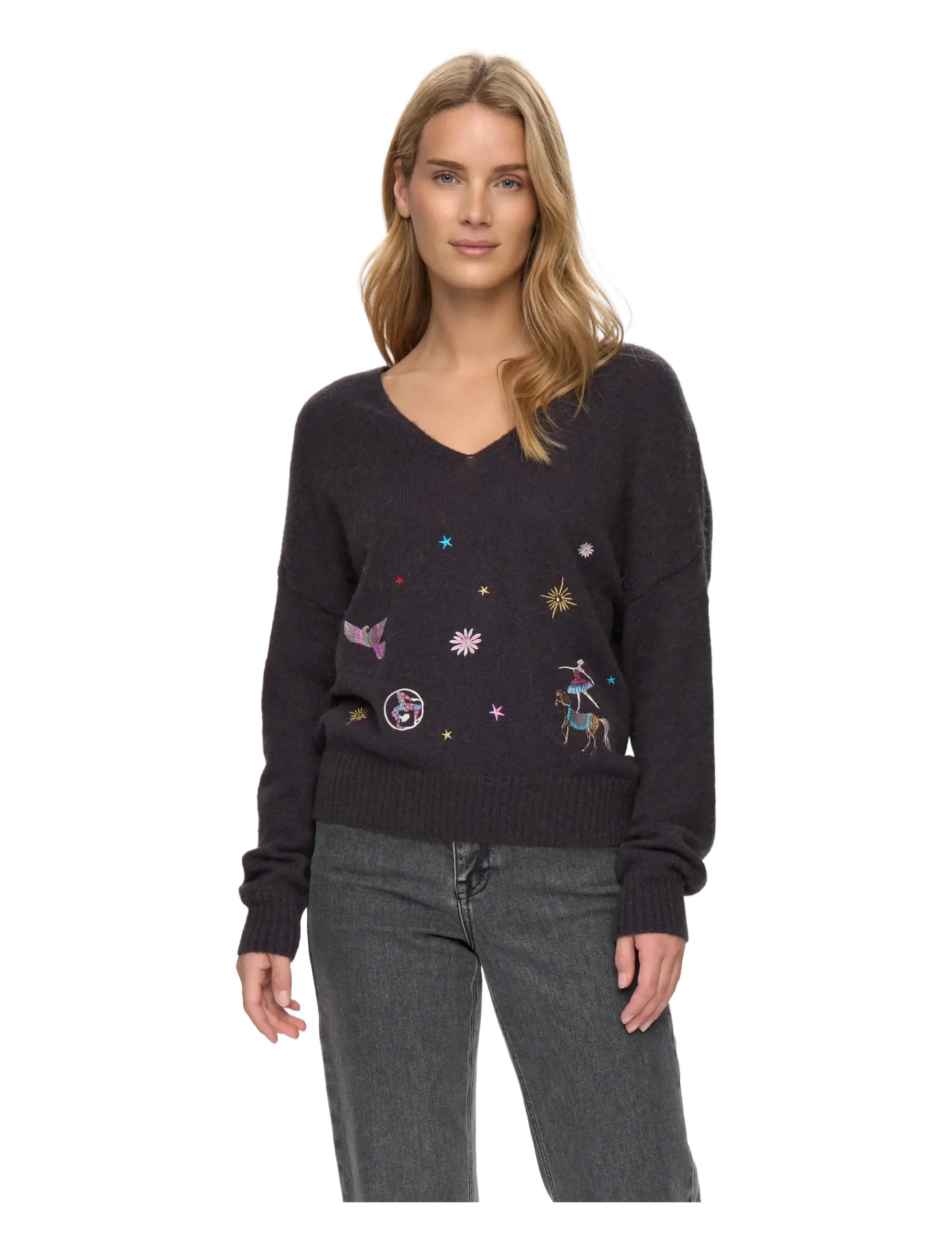 Nümph NUALMUT PULLOVER - Strickmode - OBSIDIAN / black