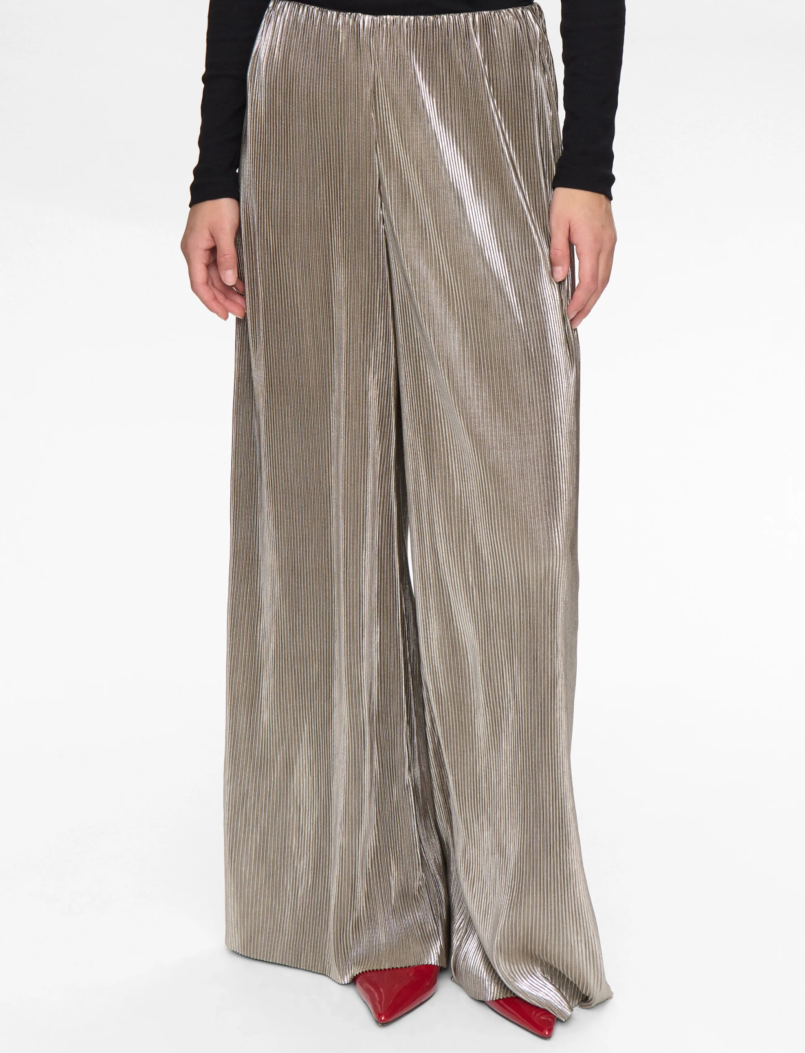 Nümph NUJIVA PANTS - Vida byxor - CHAMPAGNE / gold