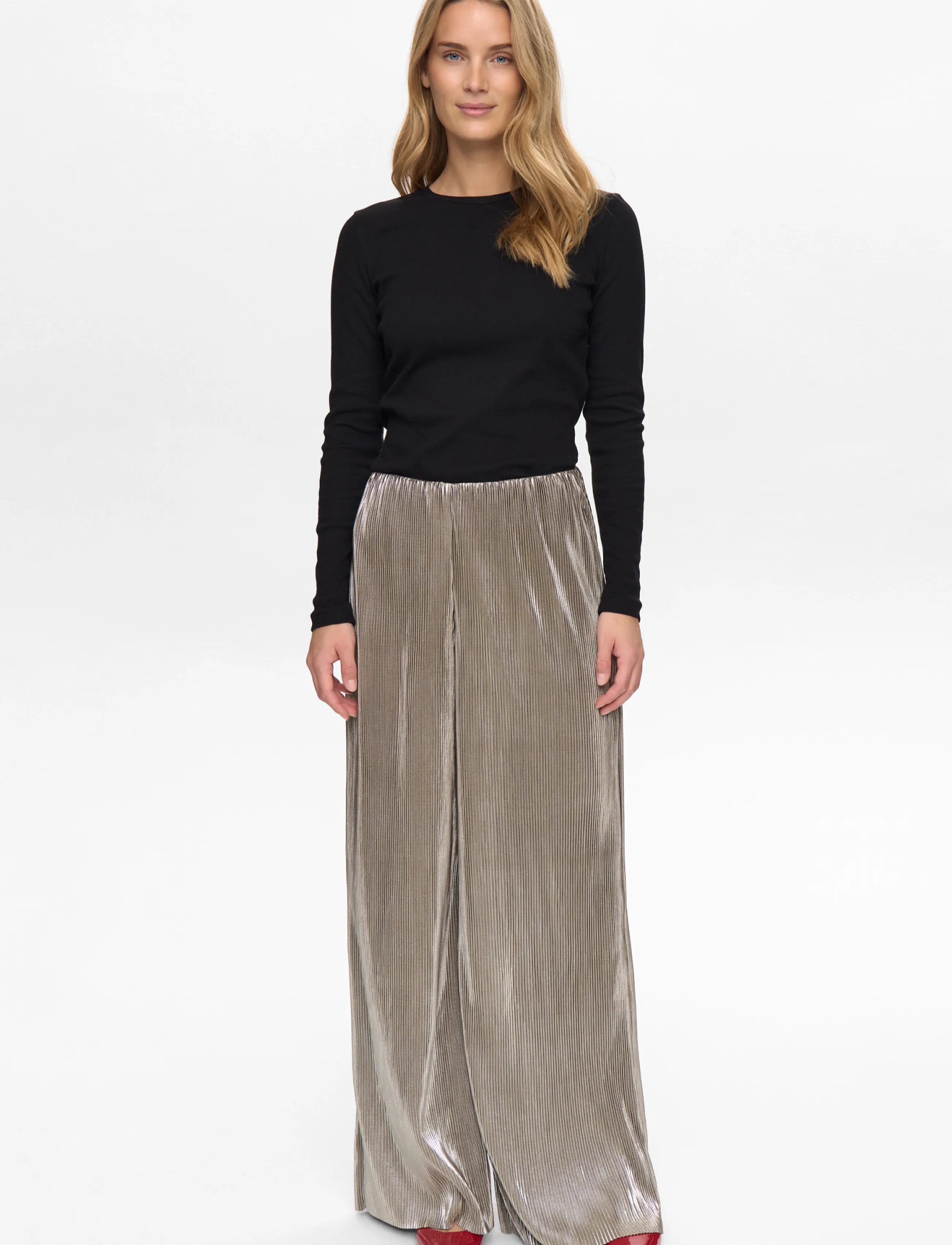 Nümph - NUJIVA PANTS - laia säärega püksid - champagne - 4