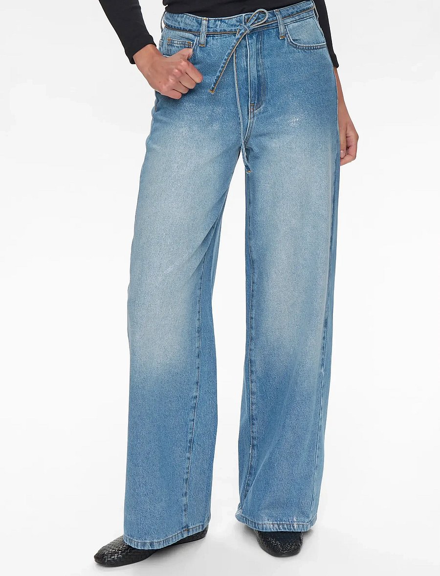 Nümph - NUBROOKLYN JEANS GLAM - straight jeans - blue denim silver foil - 0