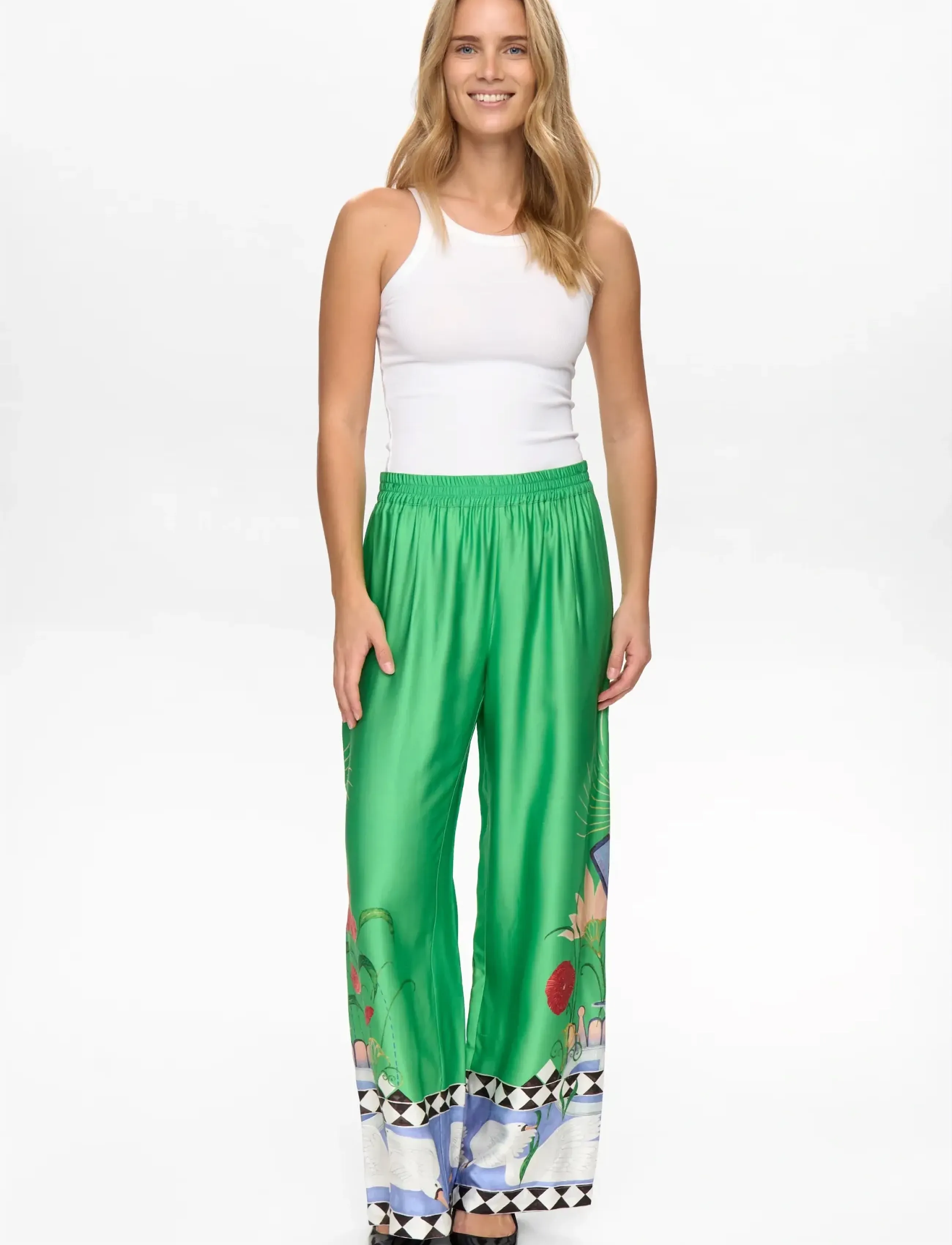 Nümph - NUADELINA PANTS - laia säärega püksid - vibrant green - 2