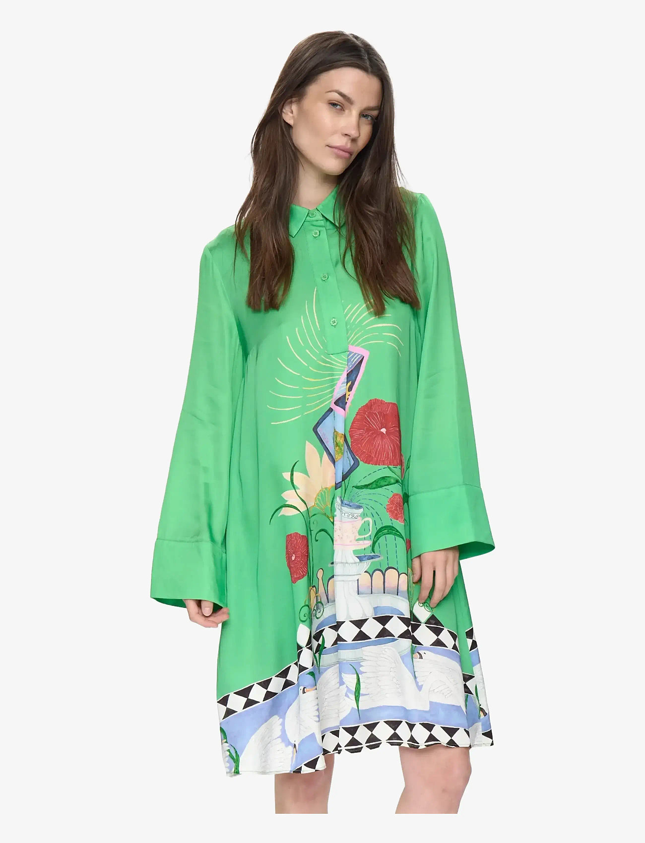 Nümph - NUADELINA DRESS - skjortekjoler - vibrant green - 0