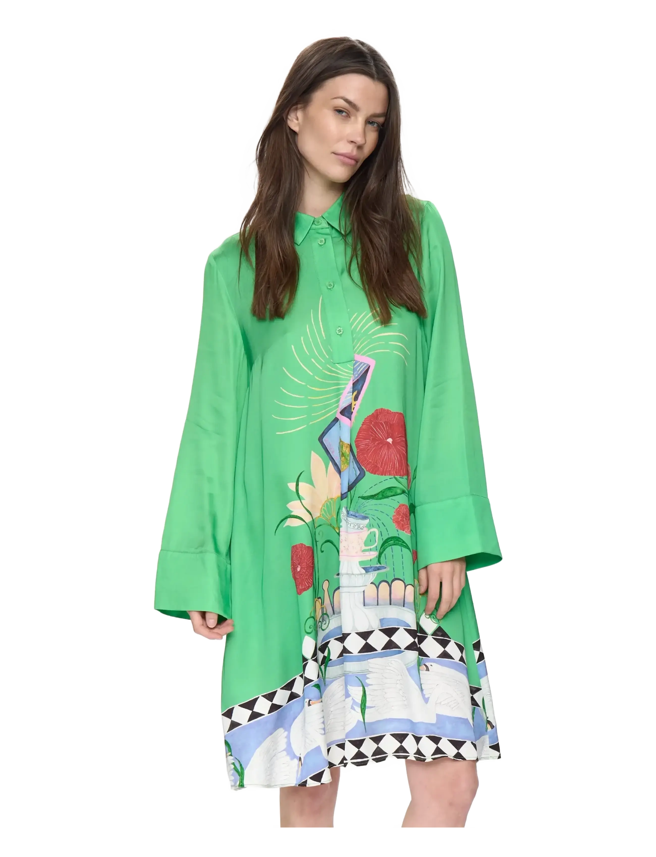 Nümph NUADELINA DRESS - Hemdkleider - VIBRANT GREEN / green