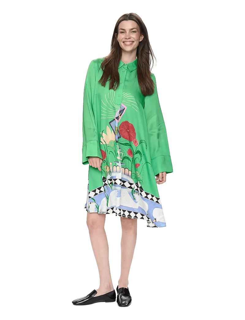 Nümph - NUADELINA DRESS - skjortekjoler - vibrant green - 2