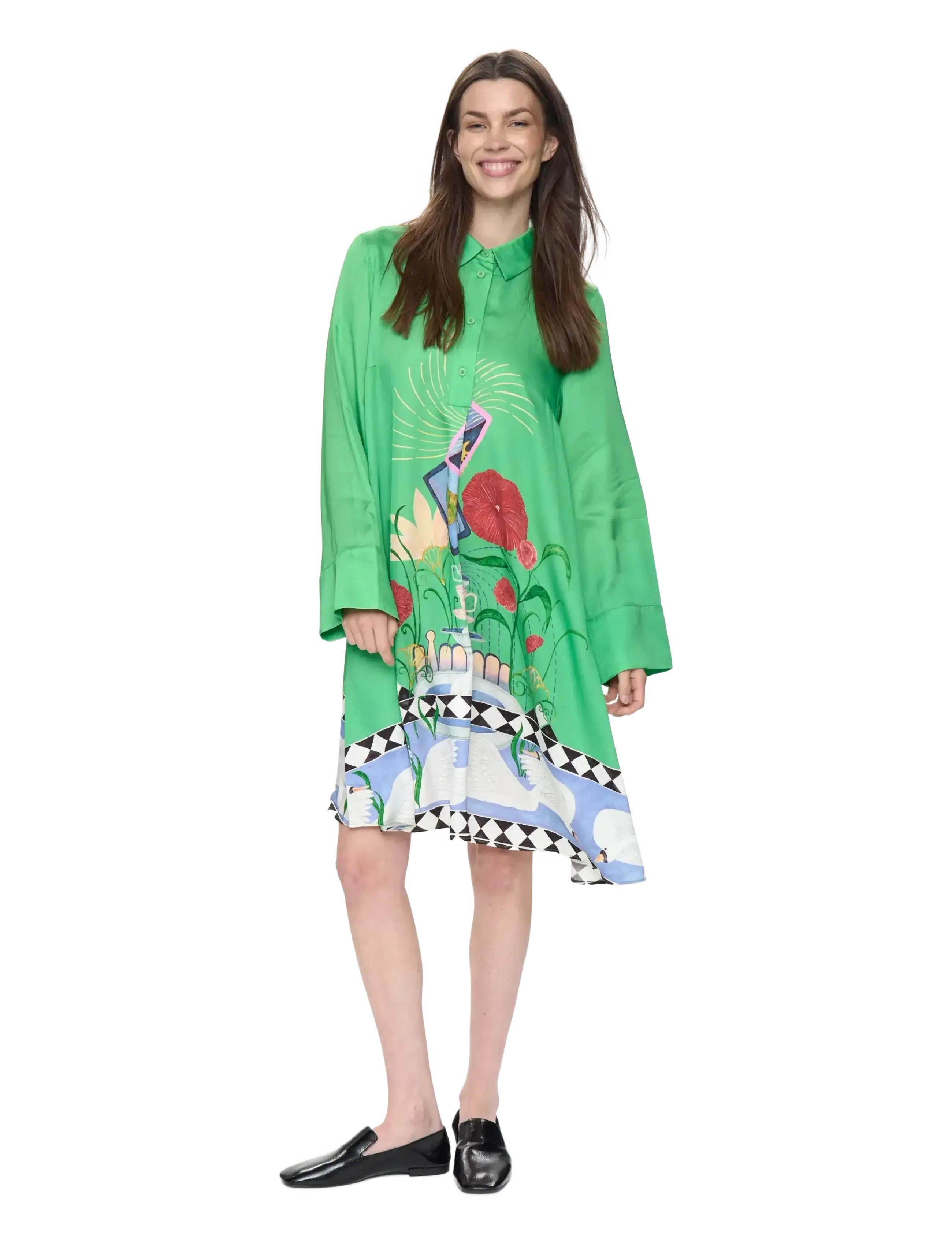 Nümph - NUADELINA DRESS - skjortekjoler - vibrant green - 2
