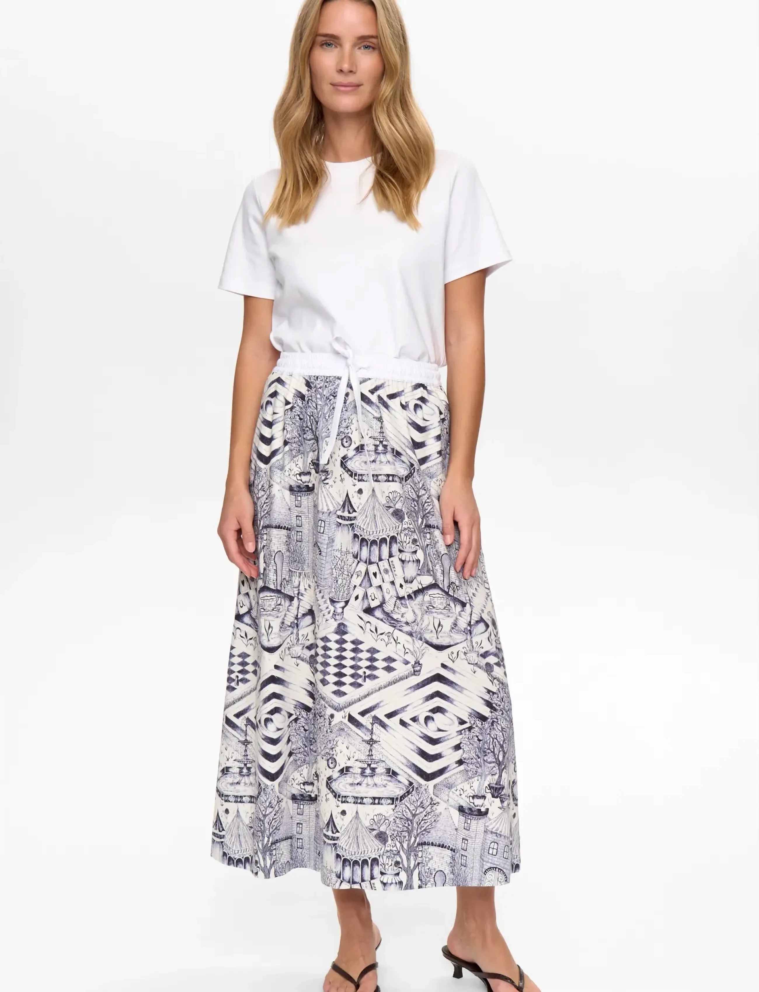 Nümph NUGARDENIA SKIRT - Maxi skirts - CLOUD DANCER / navy