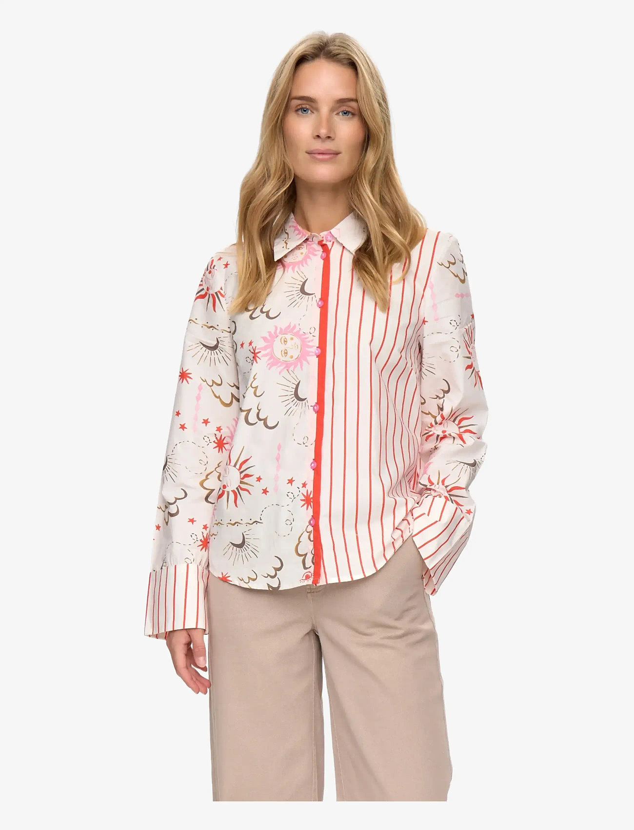 Nümph - NUSOLEIMA MIX SHIRT - langärmlige hemden - cloud dancer - 0