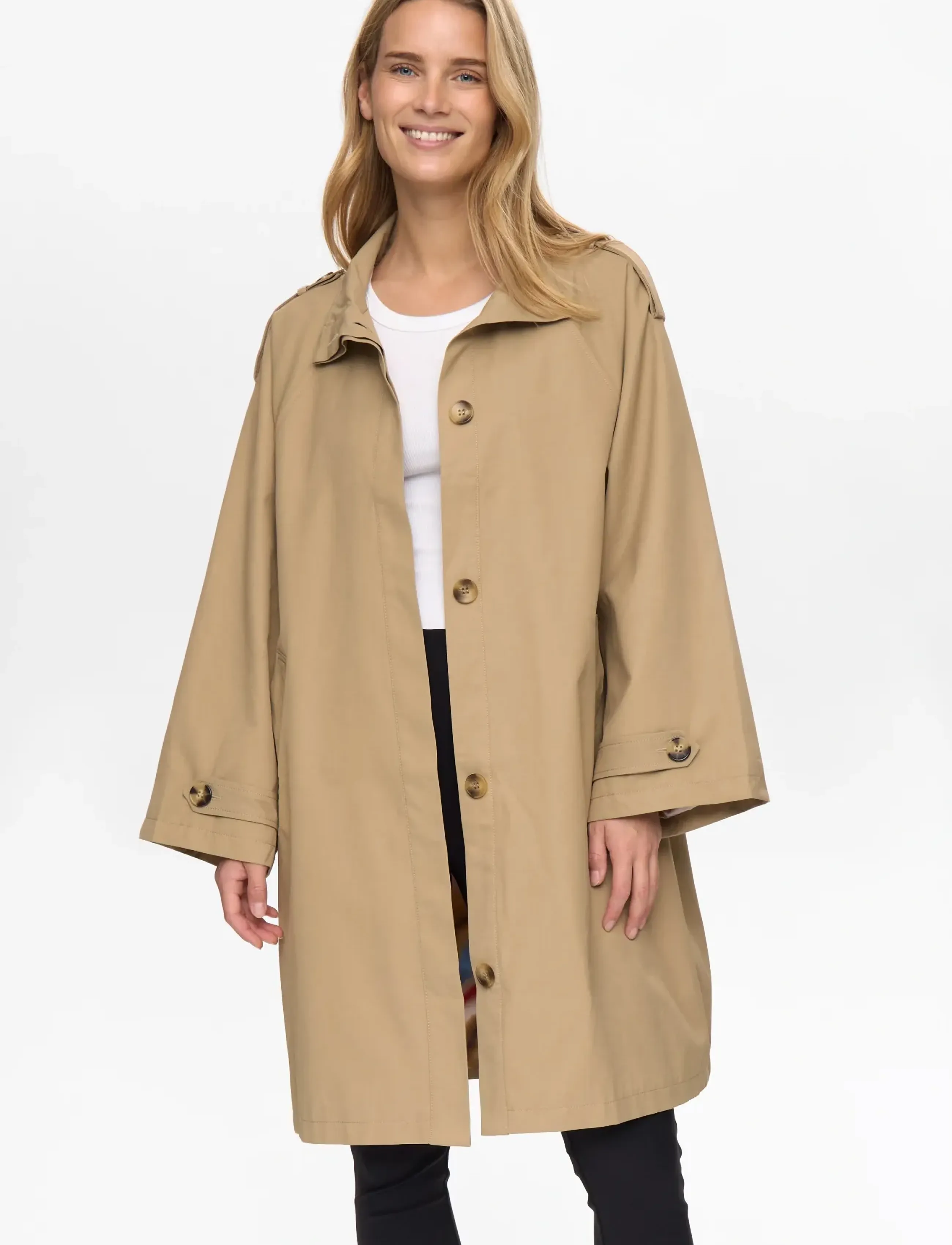 Nümph Nuflorian Coat, M/L, Coats, Beige - Trench Frauen