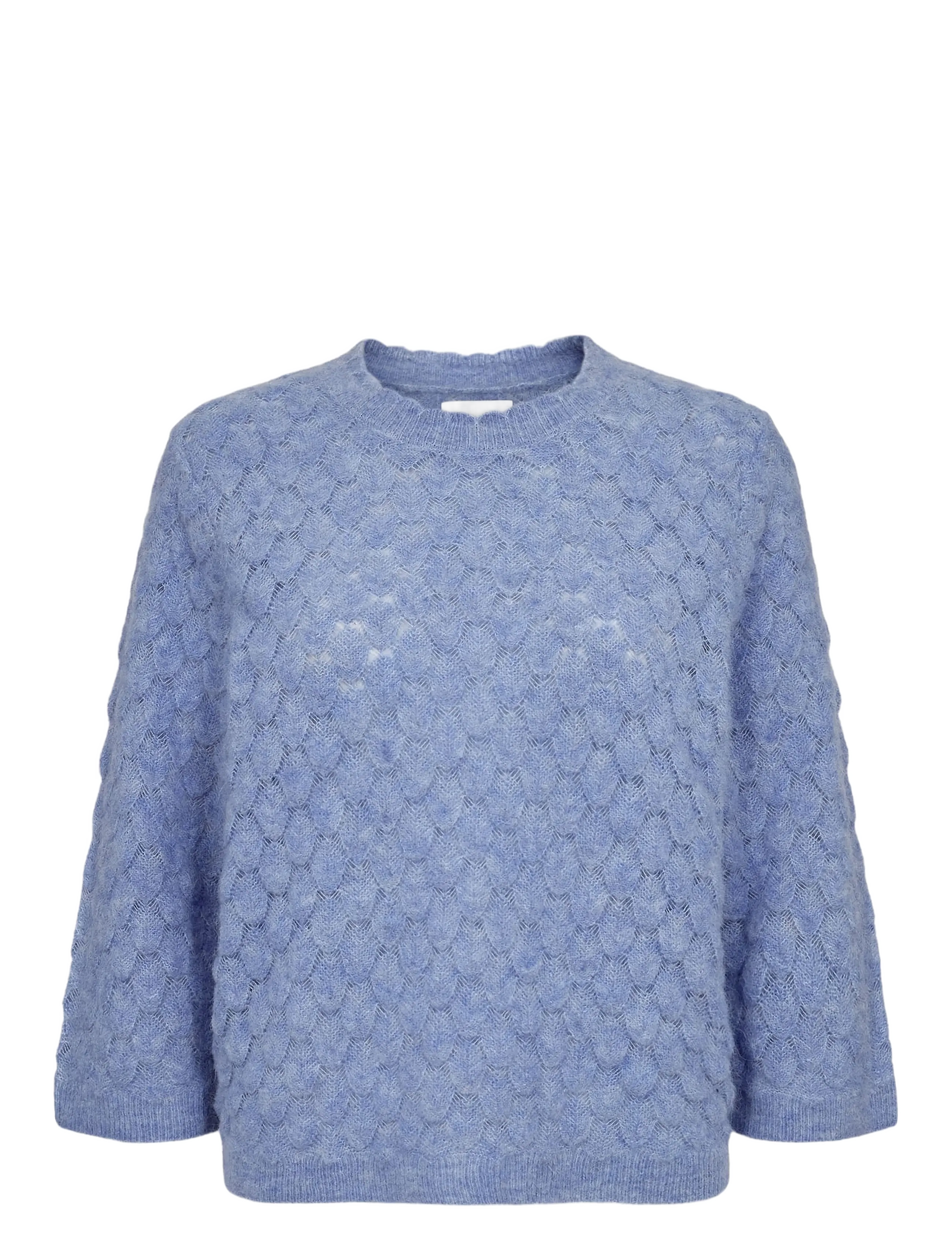 NÜMPH Nuriette Leaf Pointelle Pullover Blau - L - Damen