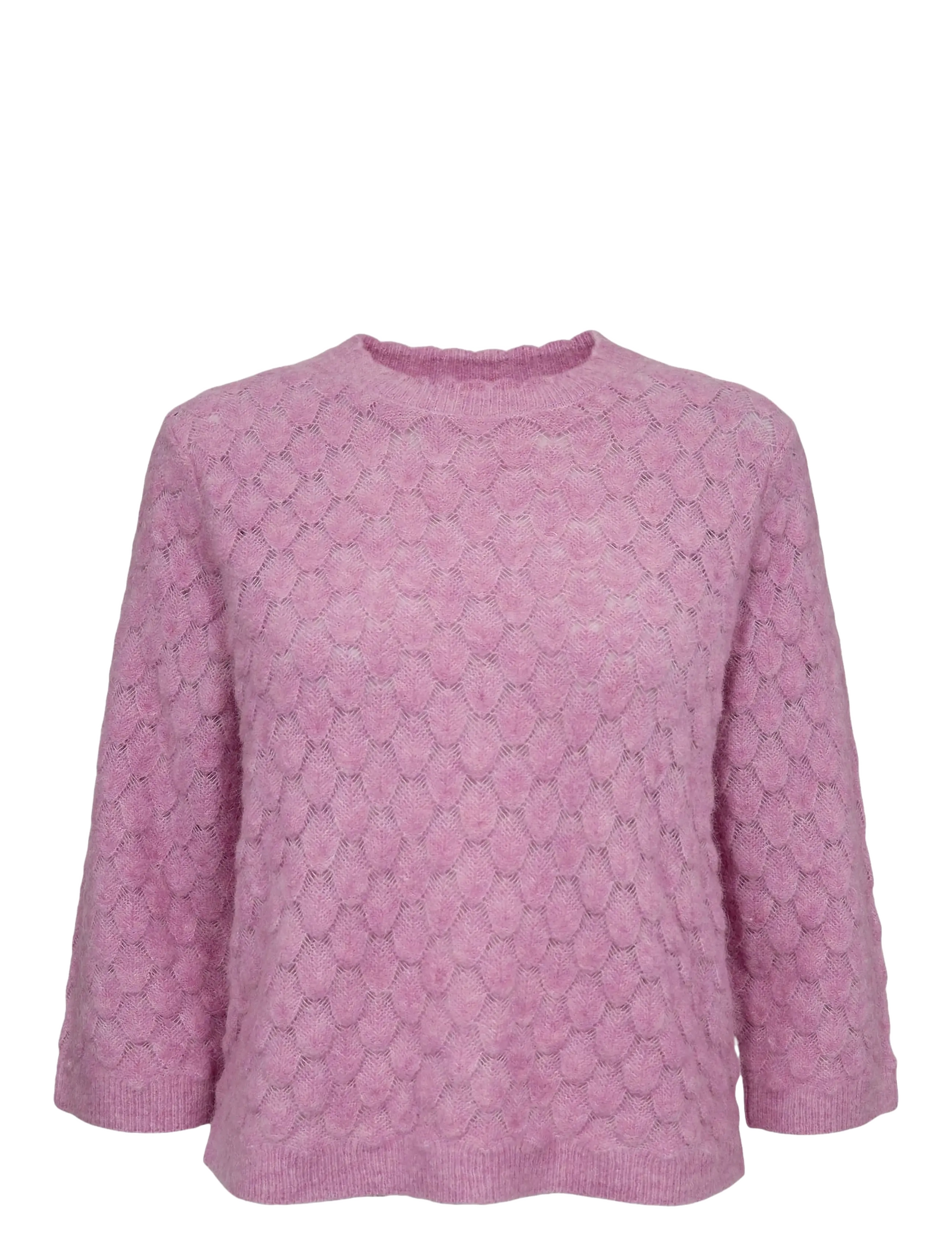NÜMPH Nuriette Leaf Pointelle Pullover Pink - L - Damen