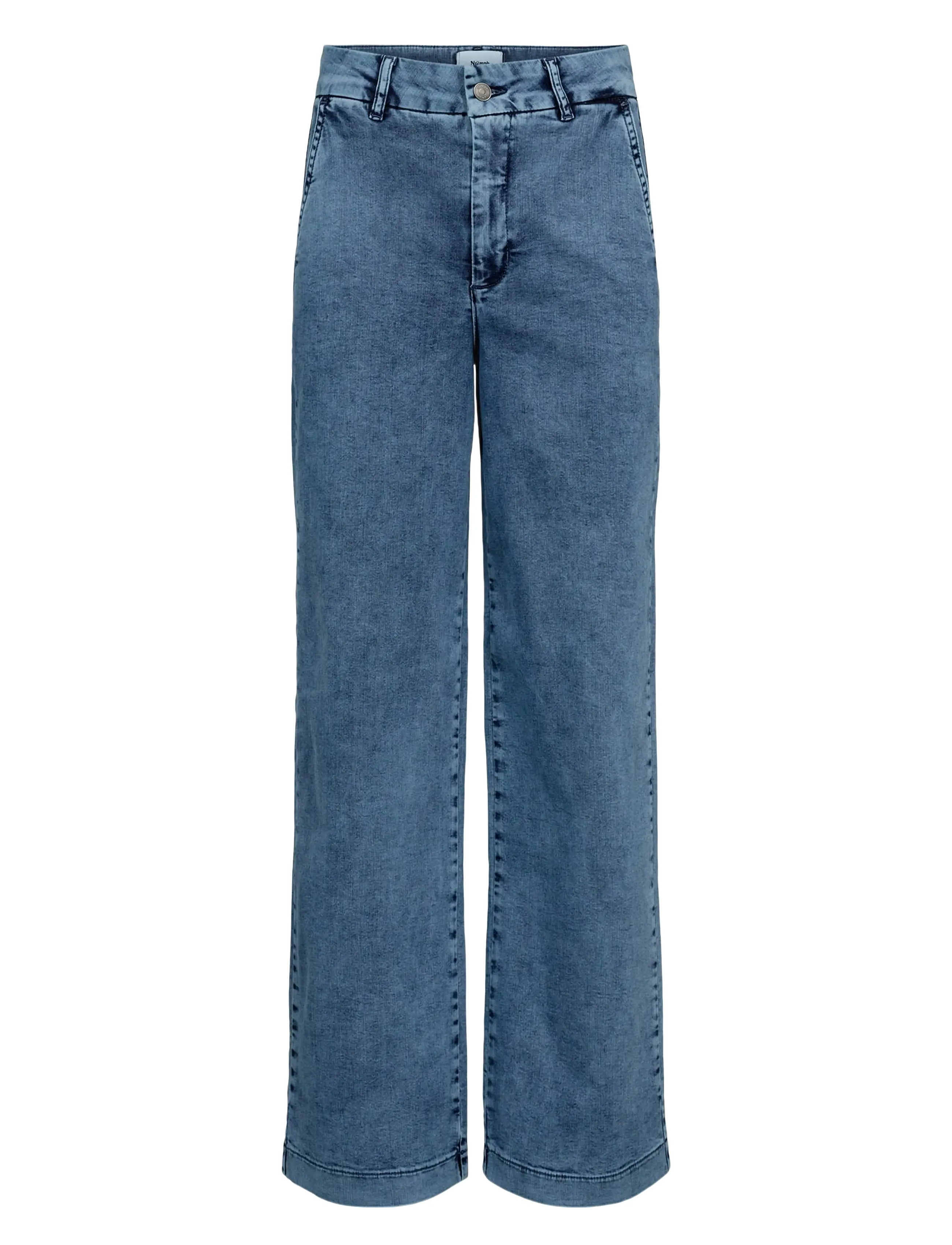 Nümph NUAMBER - HR WIDE ACID JEANS - Tøj - MEDIUM BLUE DENIM / blue