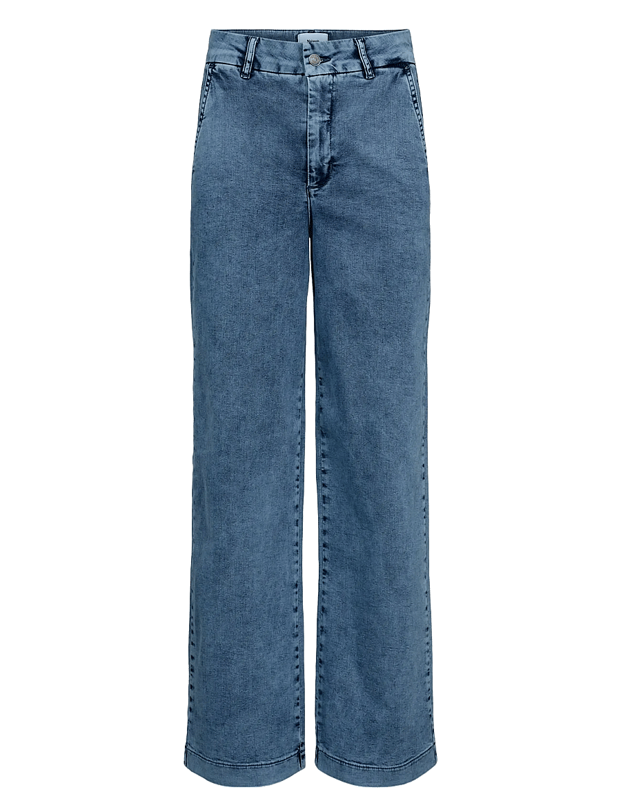Nümph - NUAMBER - HR WIDE ACID JEANS - hosen mit weitem bein - medium blue denim - 0