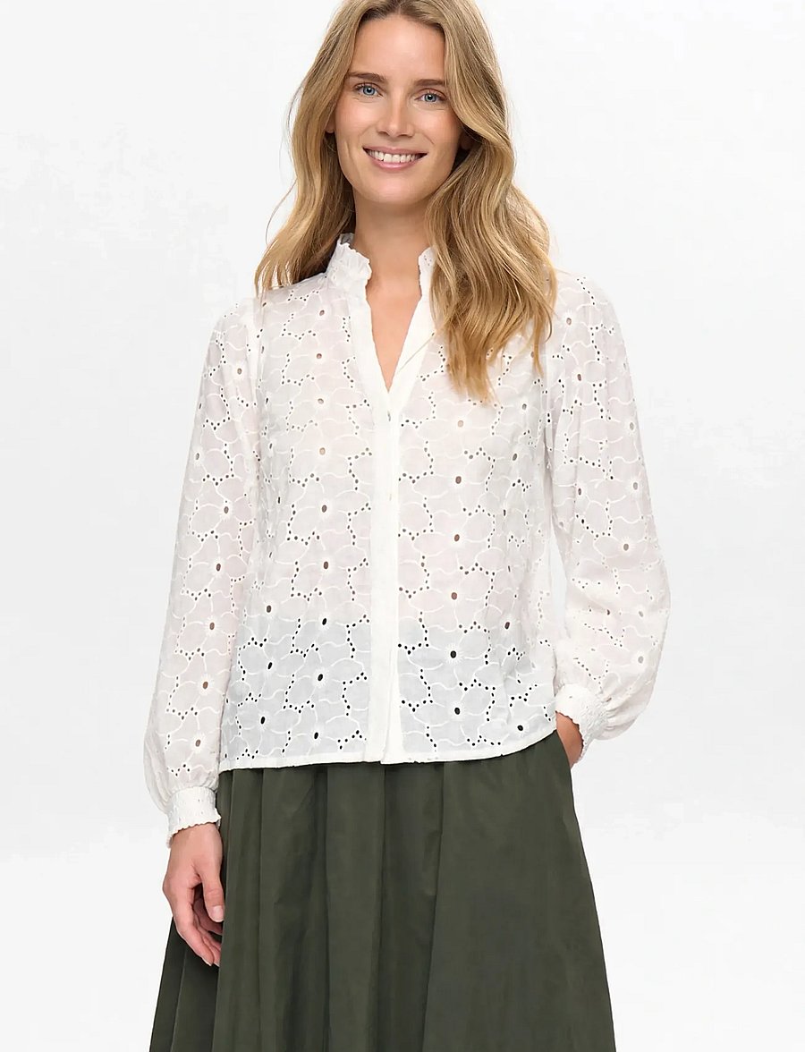 Nümph - NULELA SHIRT - långärmade blusar - bright white - 0