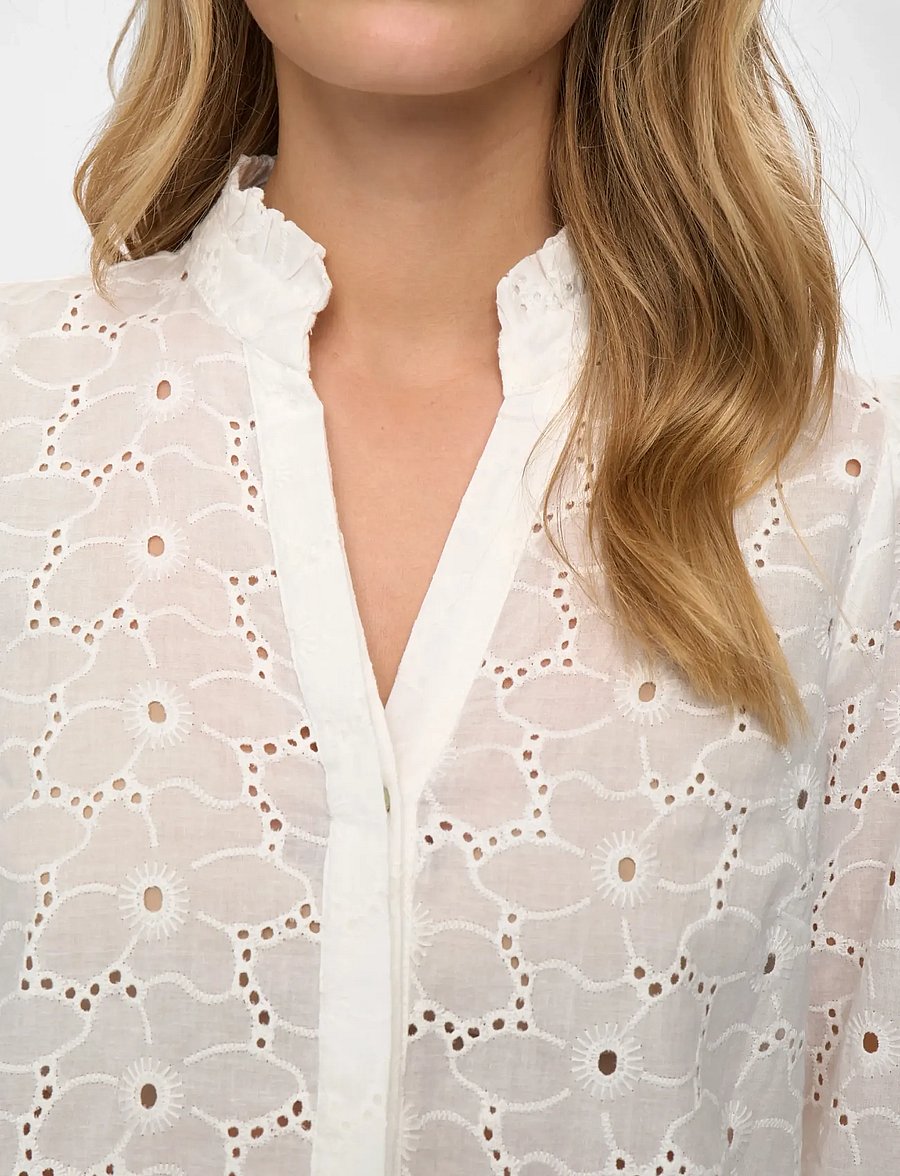Nümph - NULELA SHIRT - långärmade blusar - bright white - 4
