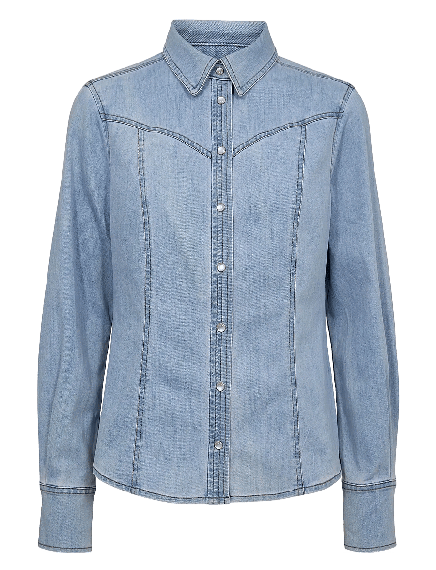 Nümph - NUALETTA - SHIRT - džinsiniai marškiniai - light blue denim - 0