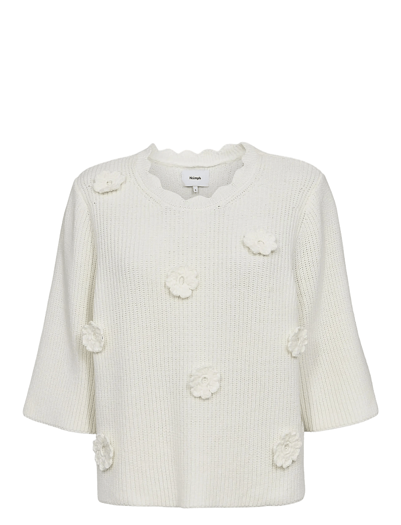 Nümph - NUMARSIE SS PULLOVER - striktrøjer - cloud dancer - 1