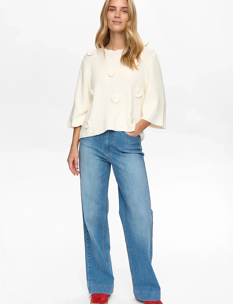 Nümph - NUMARSIE SS PULLOVER - striktrøjer - cloud dancer - 0