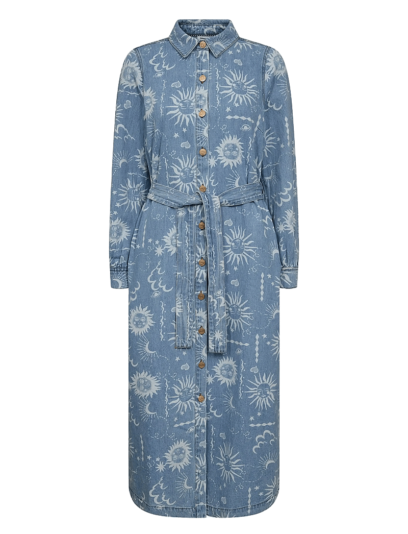 Nümph - NUGISELLY DRESS - skjortklänningar - light blue denim - 1