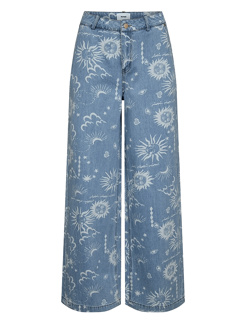 Nümph - NUGISELLY HR WIDE JEANS - laia säärega teksad - light blue denim - 1