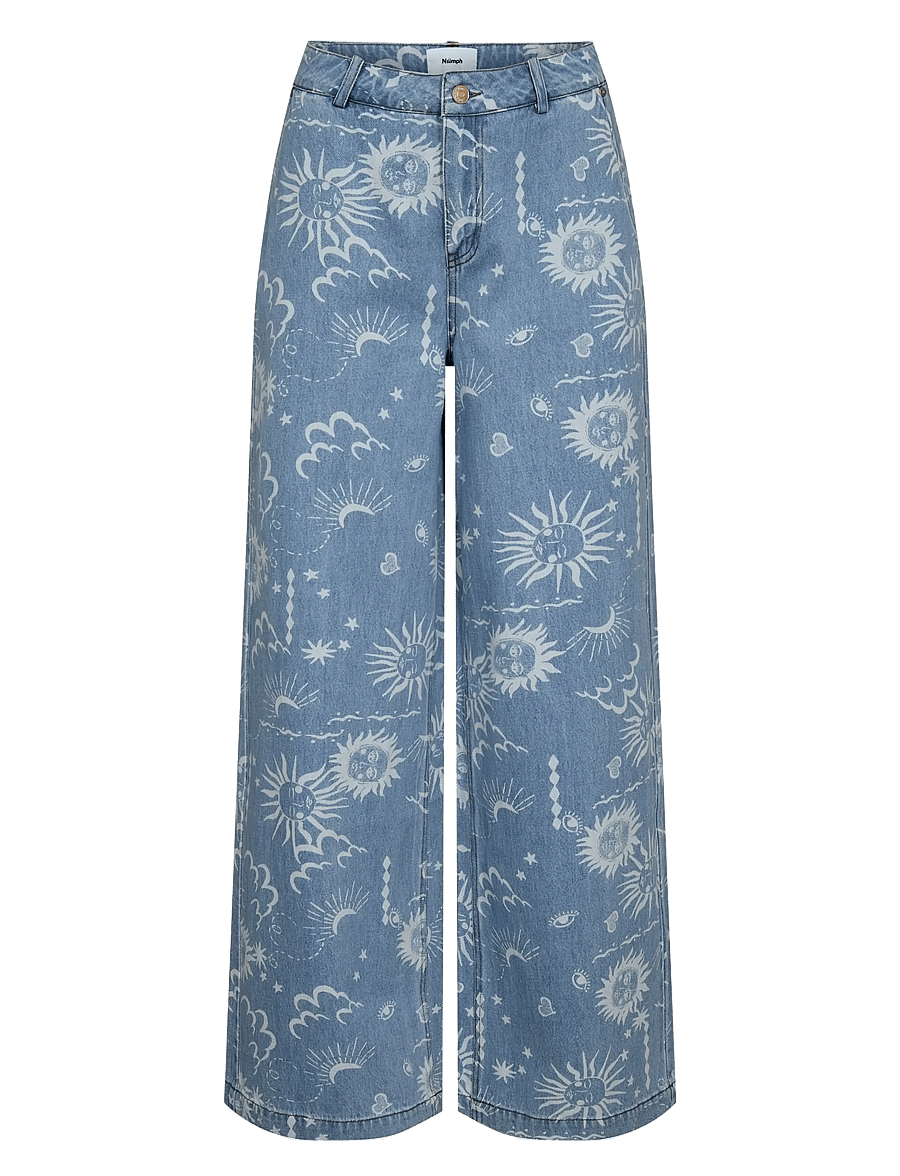 Nümph - NUGISELLY HR WIDE JEANS - laia säärega teksad - light blue denim - 1