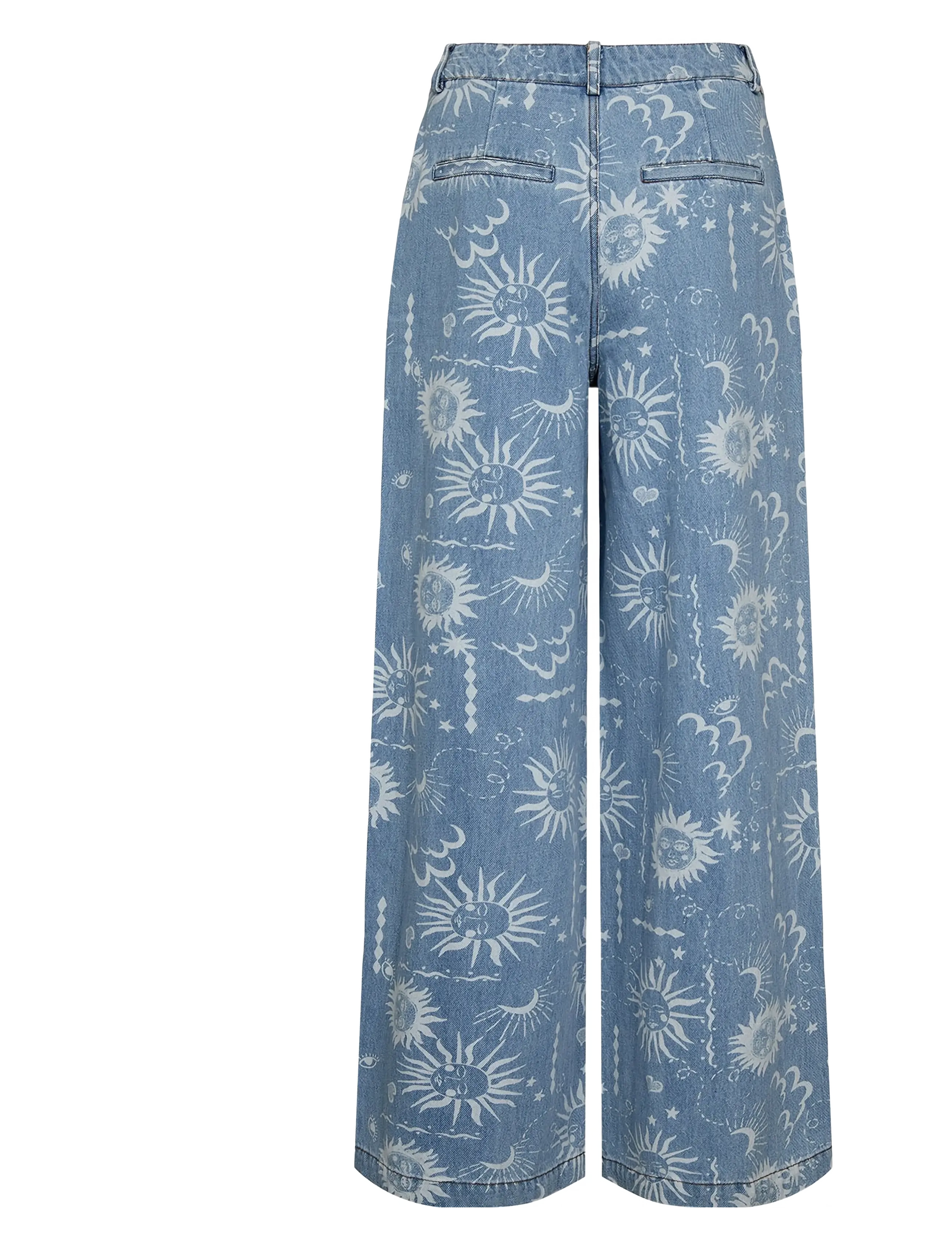 Nümph - NUGISELLY HR WIDE JEANS - hosen mit weitem bein - light blue denim - 2