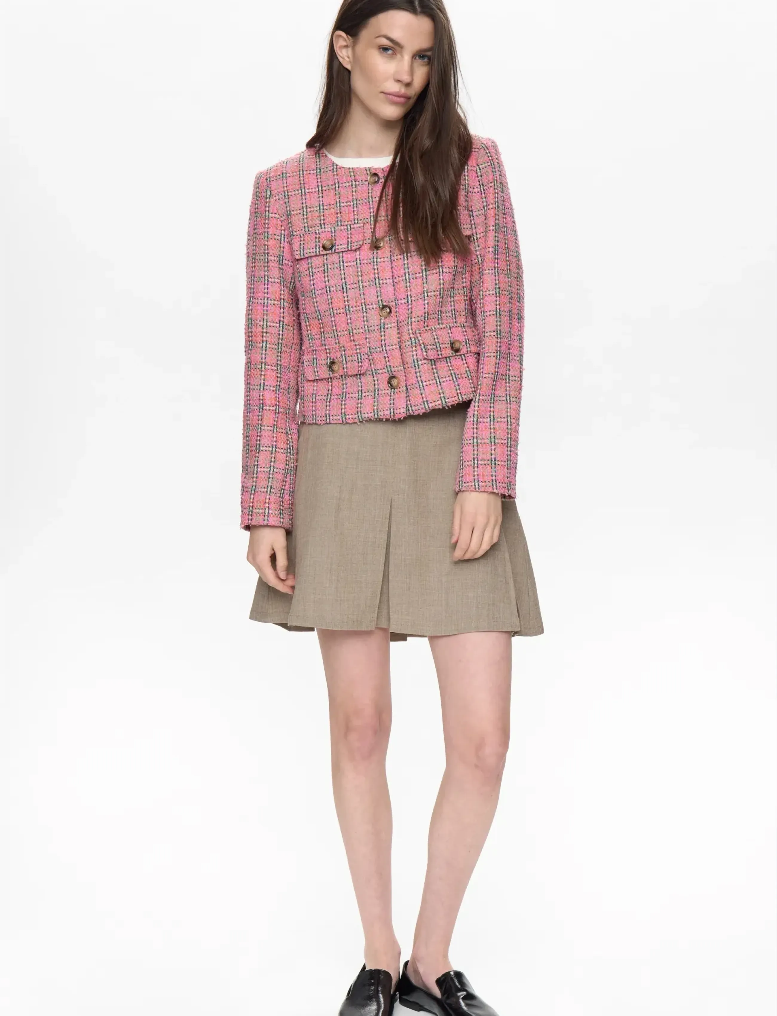 Nümph Nulindsey Jacket, Kvinder, Ternede Tweed Jakke, Pink, Str: 34