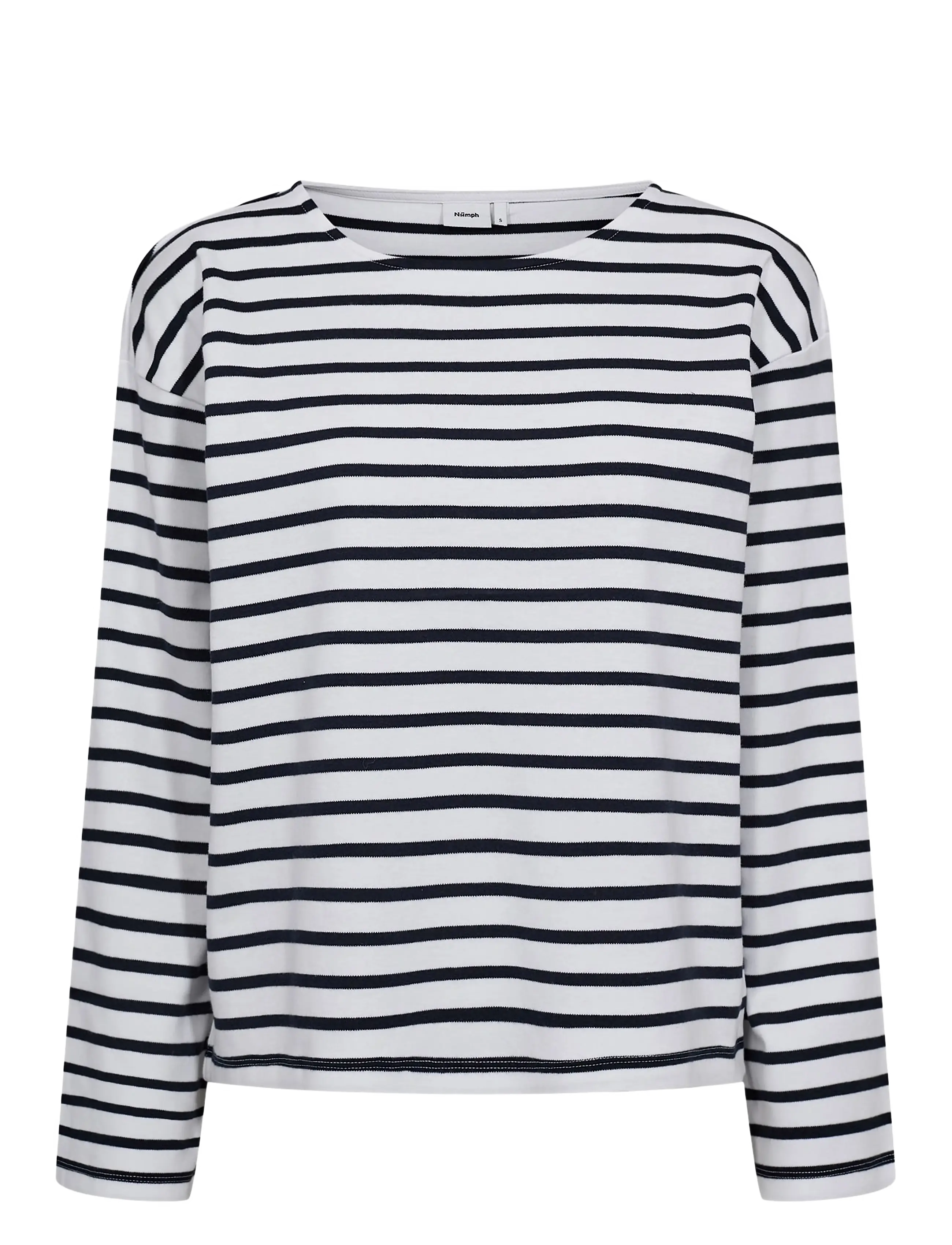 Nümph NUHIRA LS BLOUSE - GOTS - T-shirts & Toppe - DARK SAPPHIRE / white