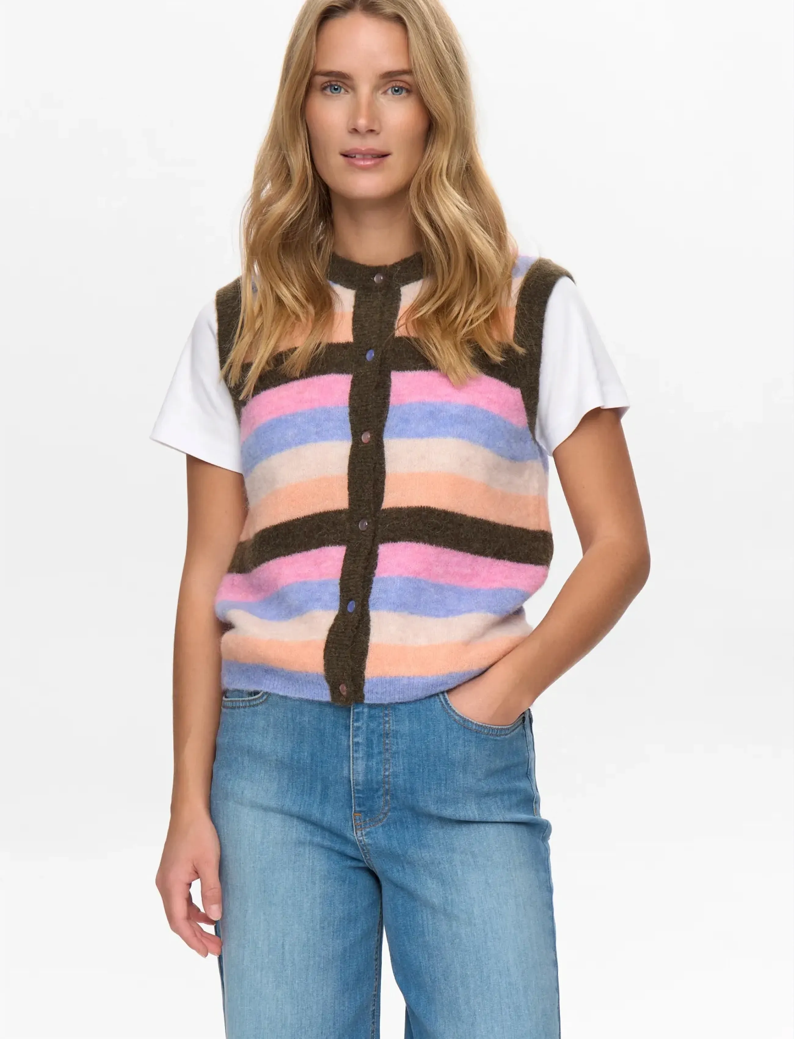 Nümph - NURIETTE STRIPY VEST - megztos liemenės - sea turtle - 5